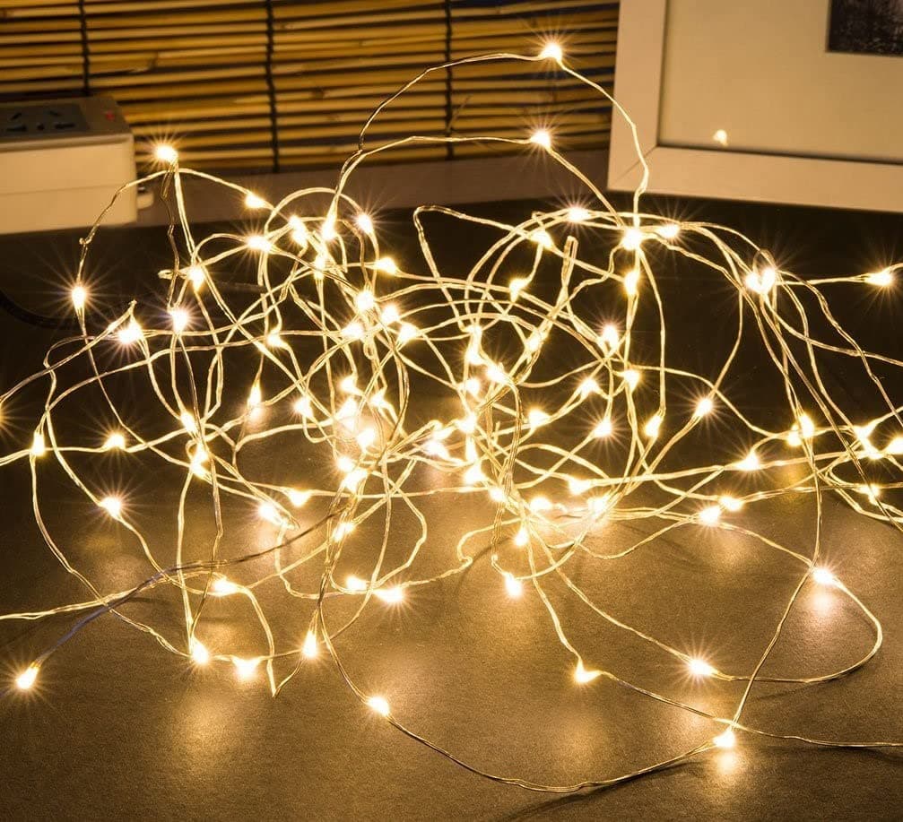 LTETTES 10 Meters 100 LED Copper String Lights IP65 Waterproof 5V USB Powered Warm White Decorative Copper Wire Fairy Lights for Outdoor Indoor Decoration [2 Years Warranty]