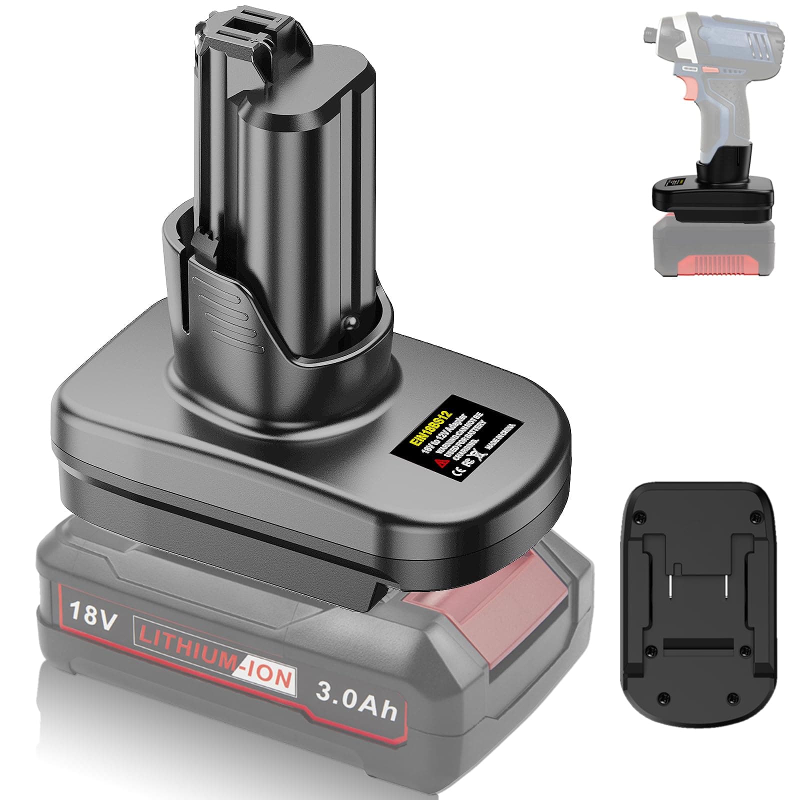 TPDL EIN18BS12 Battery Adapter for Einhell to Bosch Professional 12 V System GBA Tools, Battery Adapter Converter for Einhell 18 V Power X-Change Battery for Bosch 12 V Series Power Tool
