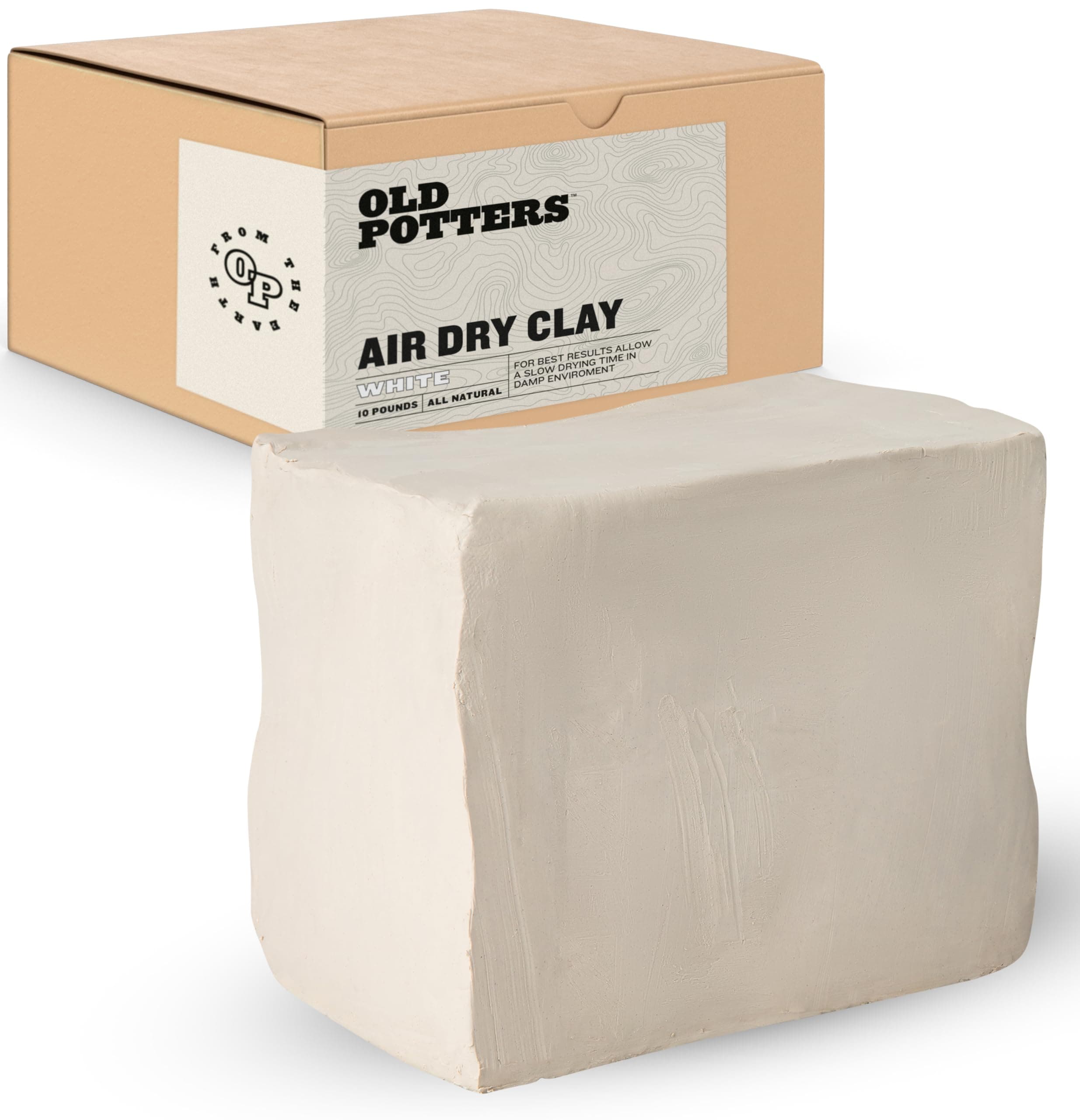 Old Potters Premium Air Dry Clay, White, 10 lbs, All Natural Modeling Clay. Ideal for Beginners and Advanced Sculptors.