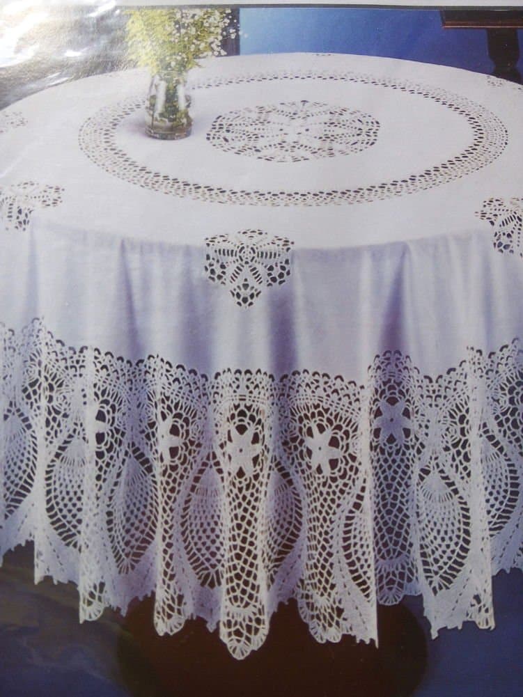 70 inch Round Crochet Vinyl Tablecloth