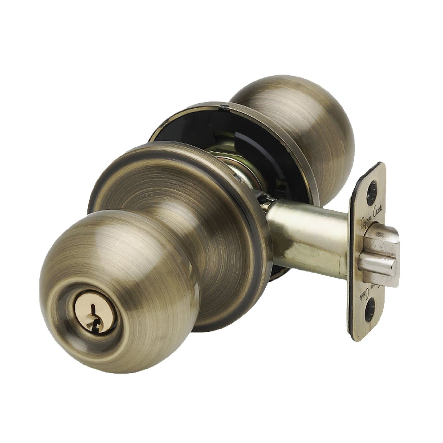 Copper Creek BK2040AB Ball Door Knob, Keyed Entry Function, 1 Pack, in Antique Brass