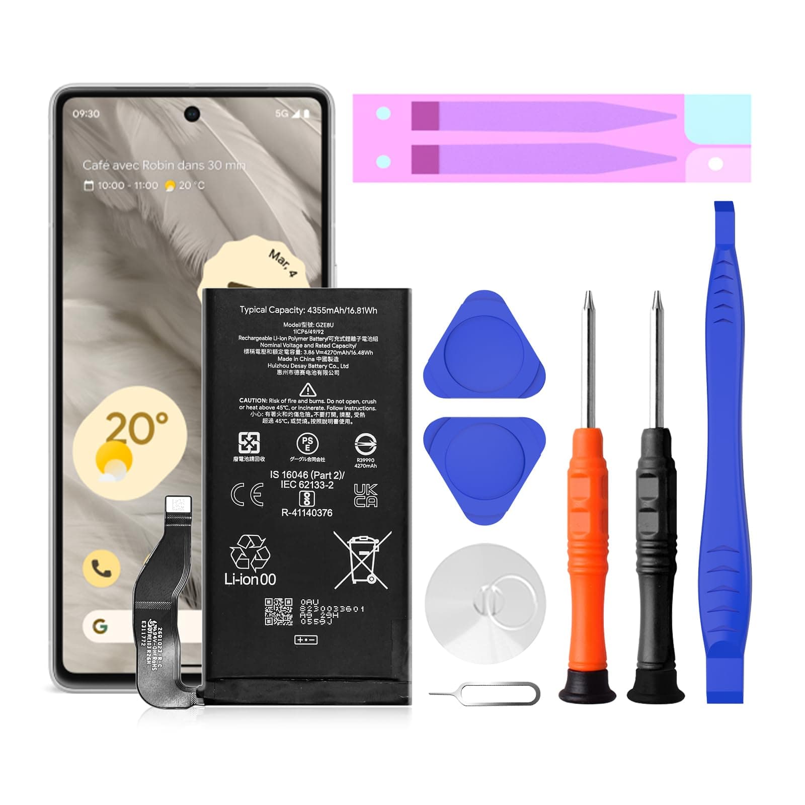 Pixel 7 Battery Replacement Kits (New Upgraded) Compatible with Google Pixel 7 All Models with Adhesive and Repair Tool Kits (Pixel 7)