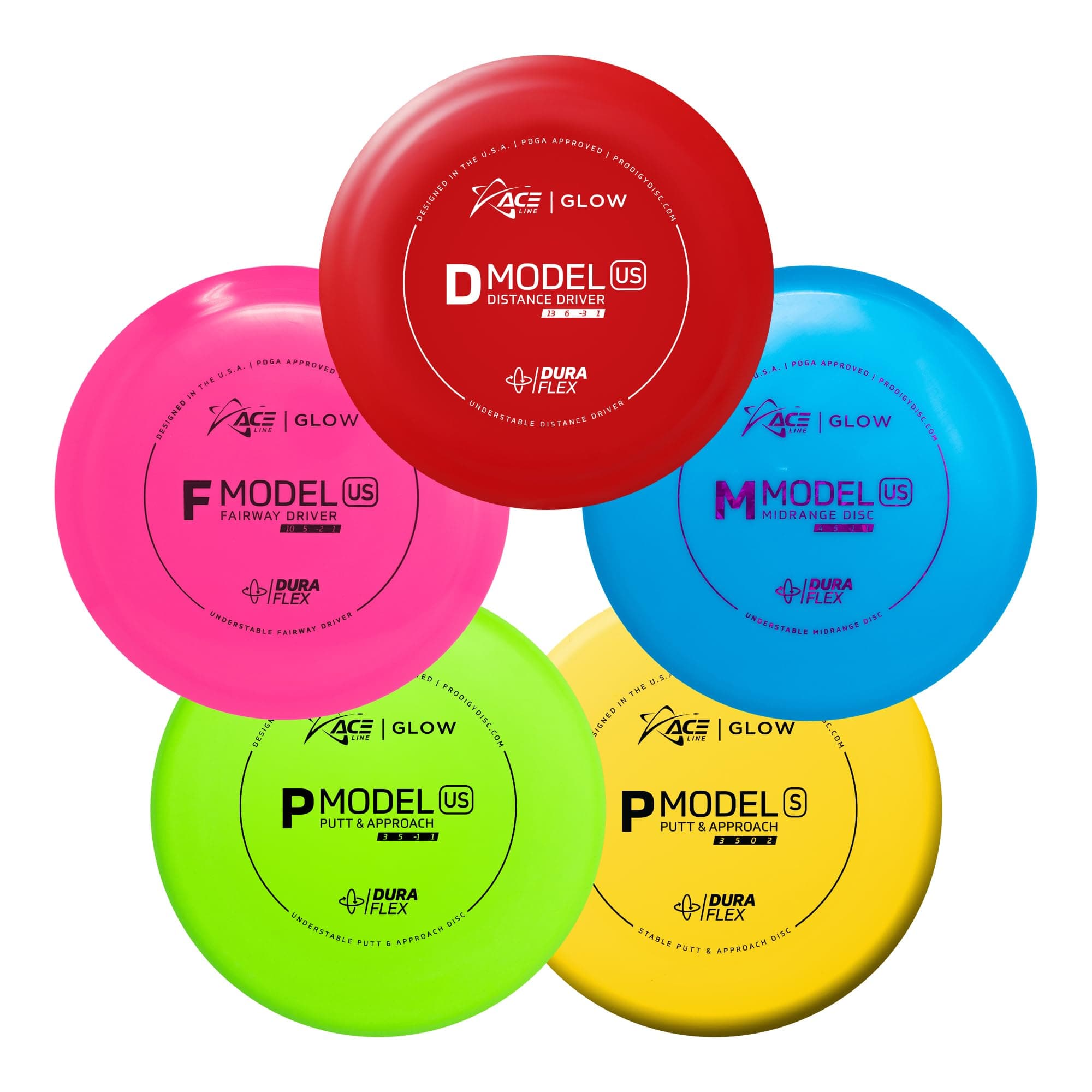 Prodigy DiscDuraFlex 5-Disc Golf Starter Set | Beginner Frisbee Golf Discs Set | Disc Golf Set Includes 2X Putter, 1x Midrange, and 2X Driver | Disc Golf Starter Set (Colors May Vary)