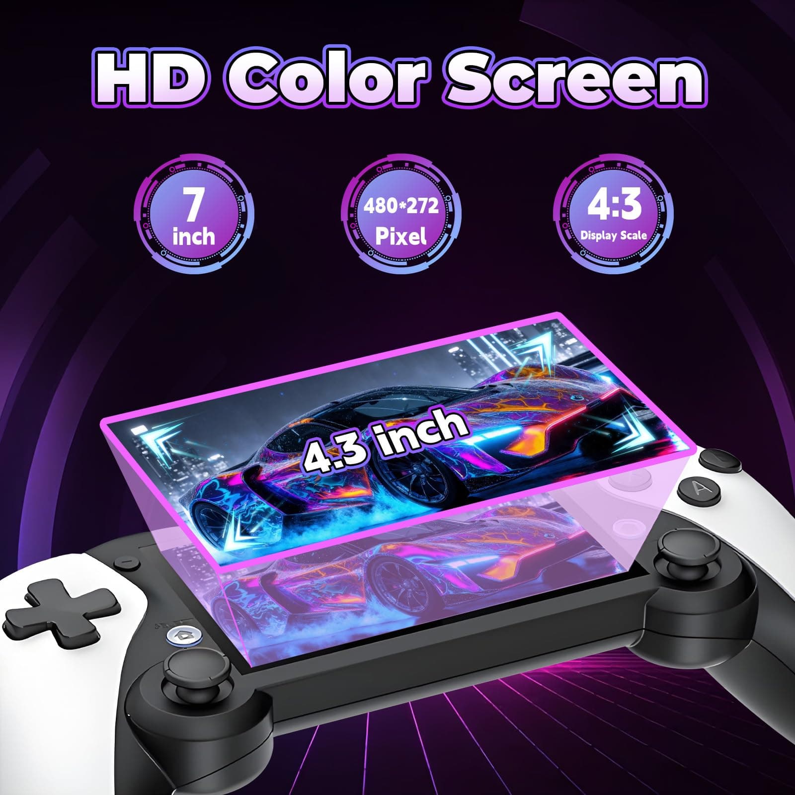 M25 Retro Video Gaming Console 128G, Portable Handheld Game Console Preloaded 30000+ Retro Games 25+ Emulators, EmuELEC System, 4.3-inch LCD Screen, 480*272 Resolution, 3D Dual Joystick