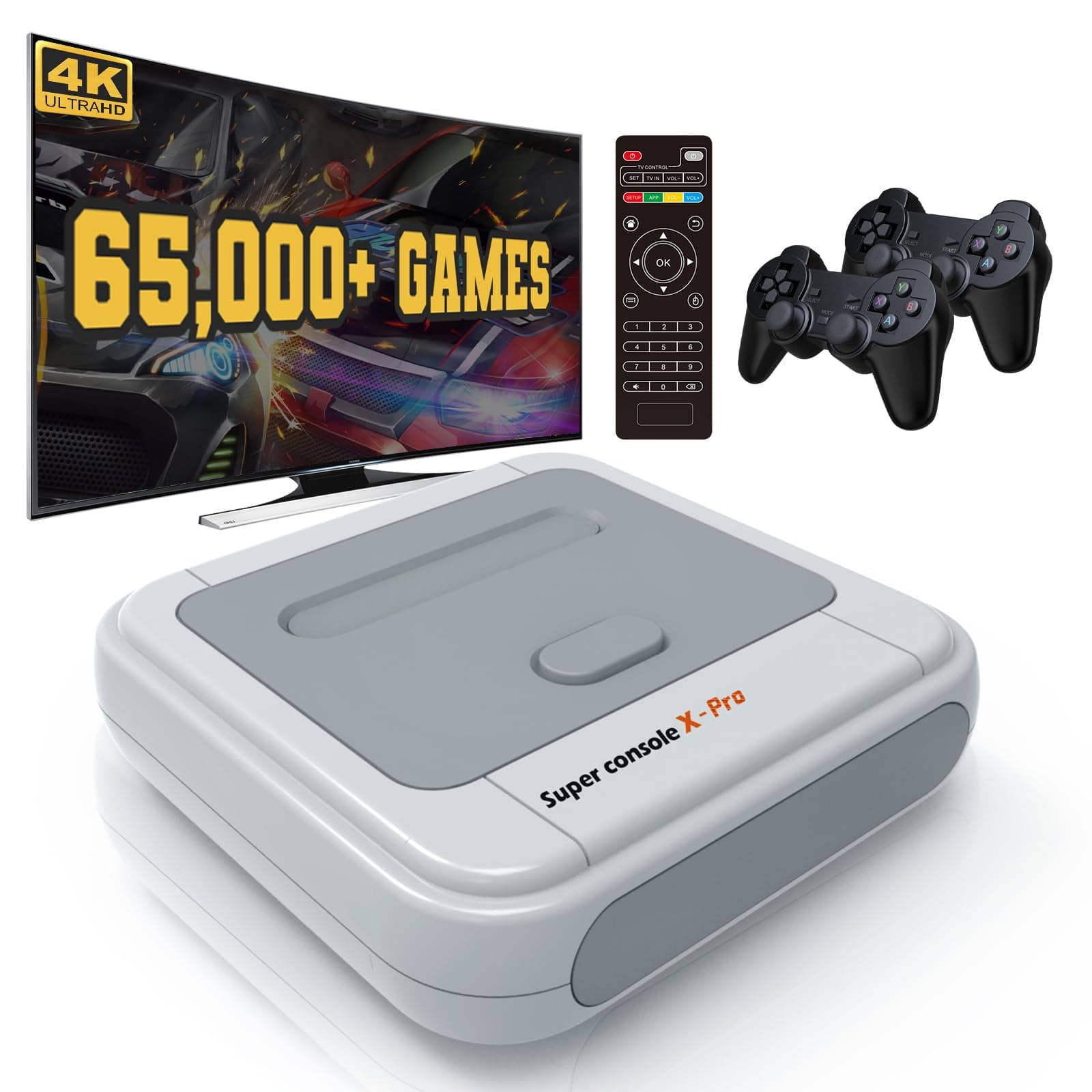 Kinhank Retro Game Console 256GB, Super Console X PRO Built-in 65,000+ Games, Video Game Console for 4K TV HD/AV Output, Wireless 2.4G Controllers (256G)