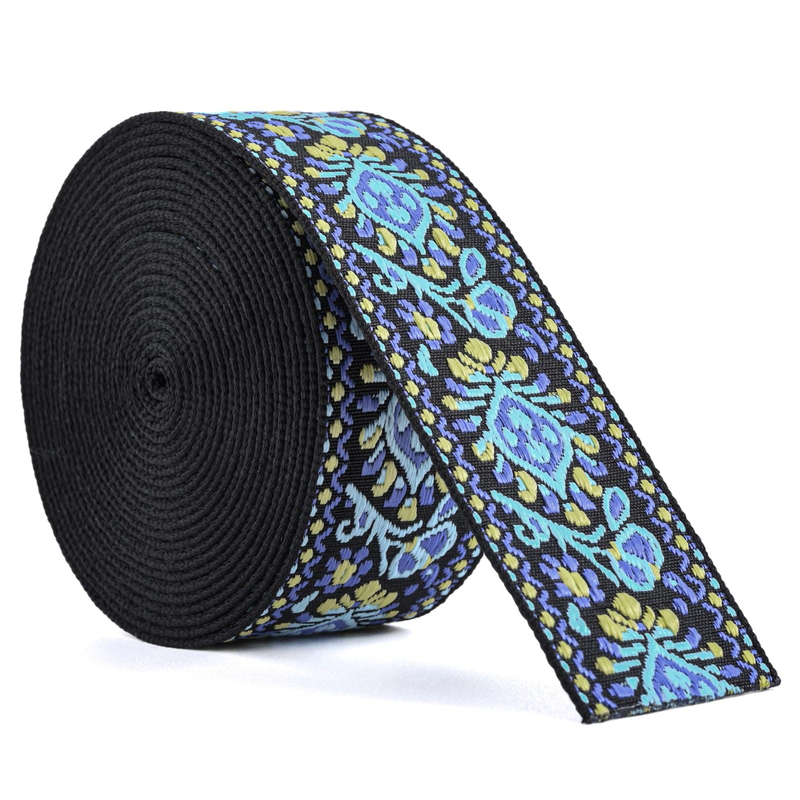 Cotton Webbing 1.5 Inch 2 Inch - Heavy Webbing Strap for Bags, Arts and Crafts, High Density Webbing Jacquard Embroidery Style