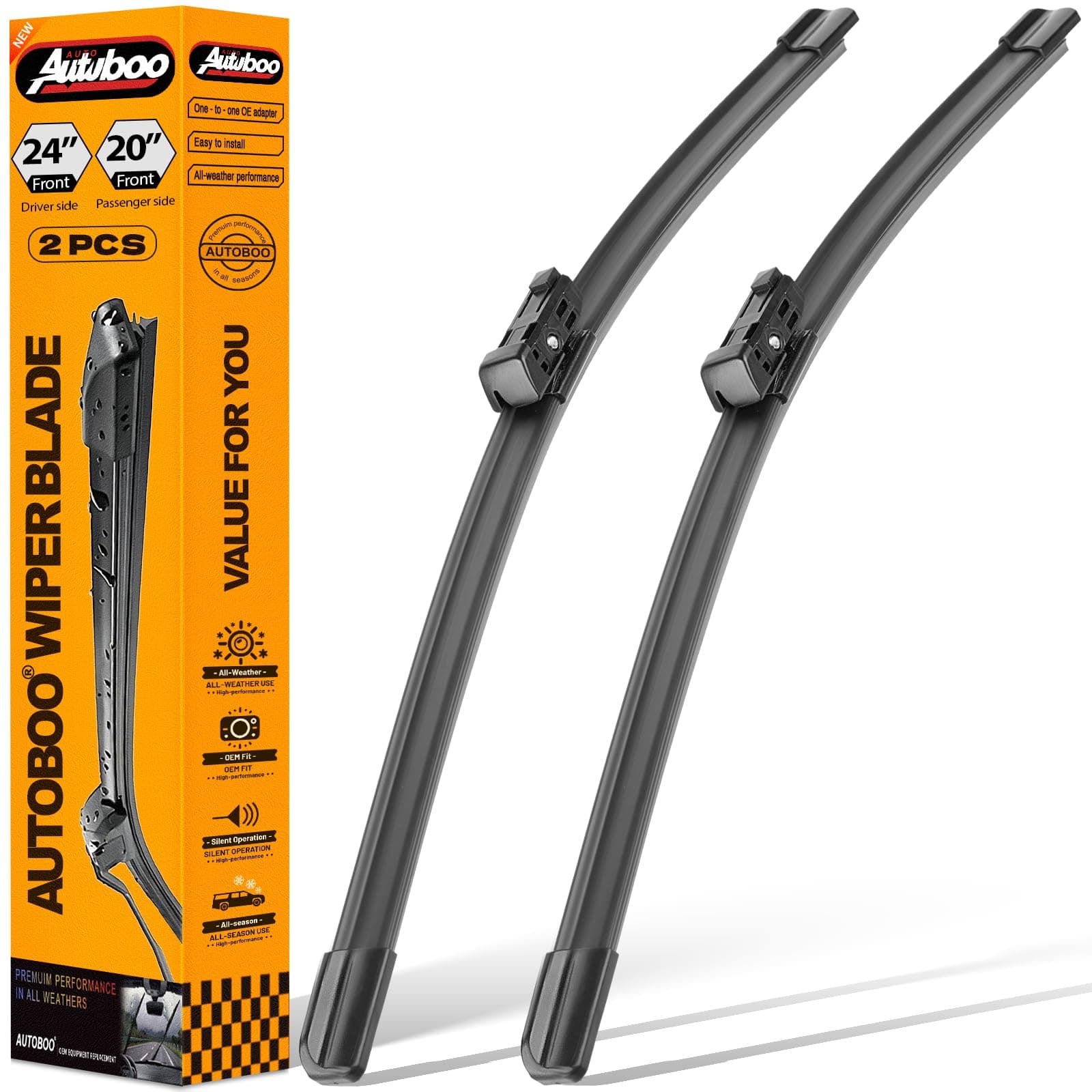 AUTOBOO Windshield Wiper Blades Replacement Set For Audi A4 Q5 Q3 A5 2009-2018 24"+20" (2pc)