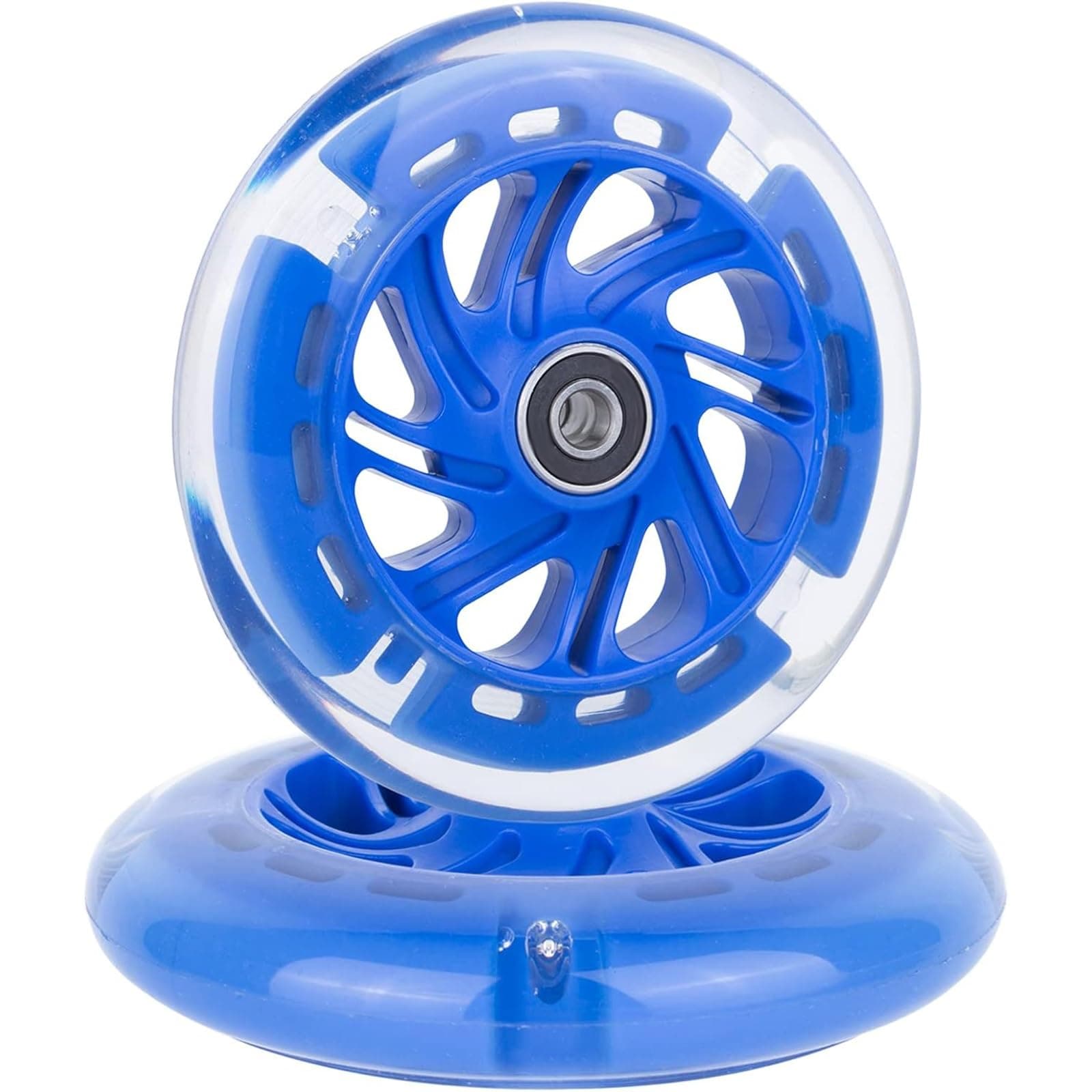 THE WHITE SHOP 2PCS Light Up Scooter Wheels Flash Flashing Wheel Kick Scooters Rear Replacement Wheels for Kids Boys and Girls (Size : BLUE)