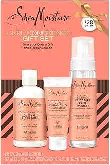 SheaMoisture Coconut & Hibiscus Hair Care Bundle – Curl Enhancing Smoothie, Curl & Style Milk + Frizz Free Curl Mousse (3 Piece Set)
