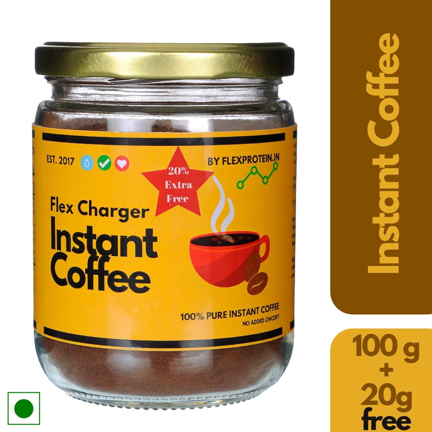 Flex Protein™ Flex Charger 100 % Instant Coffee Made with Pea Berry Coffee Beans (100 g)