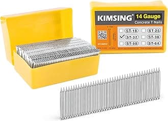 Kamsin ST64 14 Gauge Heavy Duty Pneumatic Concrete T Nailer, 1 Inch to 2-1/2 Inch T Nails, Air Power T Nail Gun for Truss Building, Construction Framing and Concrete Nailing (ST32 Nails(800 PCS/Box))