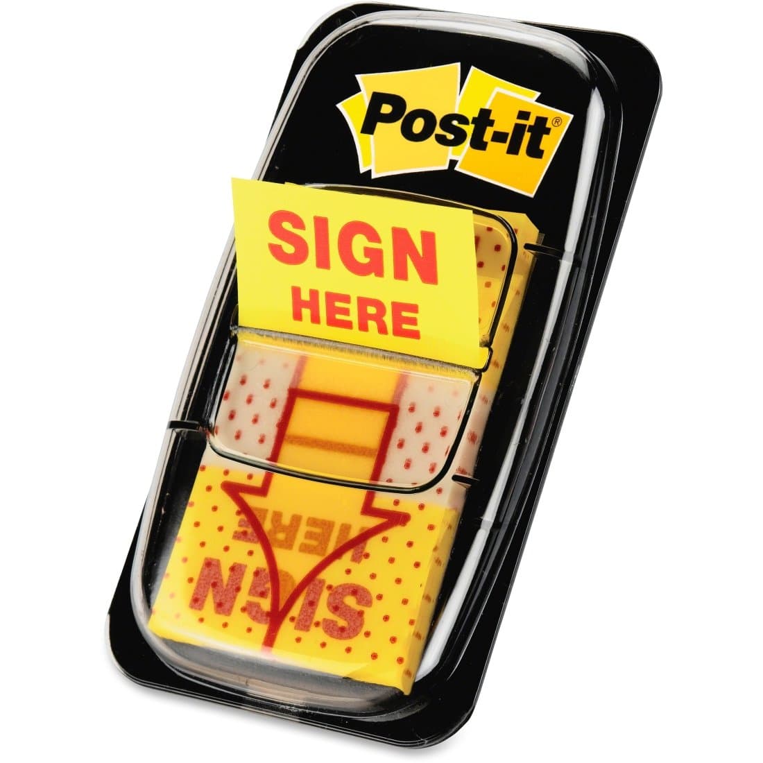 Message"Sign Here" Flags Value Pack, 50/Dispenser, 12 Dispensers/Pack, 1 in Wide, Yellow (680-SH12)