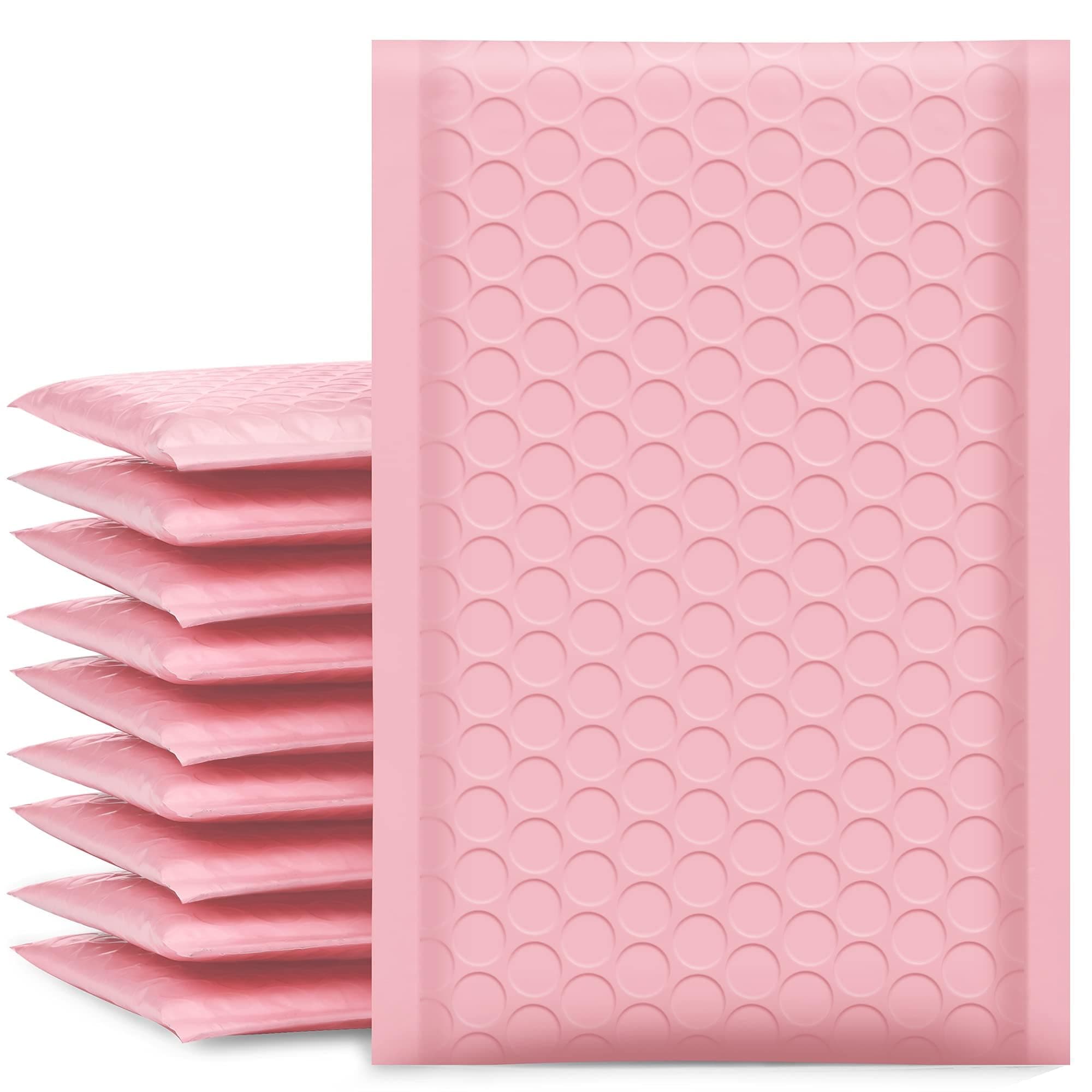 Bubble Mailers 4x8 Inch Light Pink 50 Pack Poly Padded Envelopes Small Business Mailing Packages Opaque Self Seal Adhesive Waterproof Boutique Shipping Bags for Jewelry Makeup Supplies #000