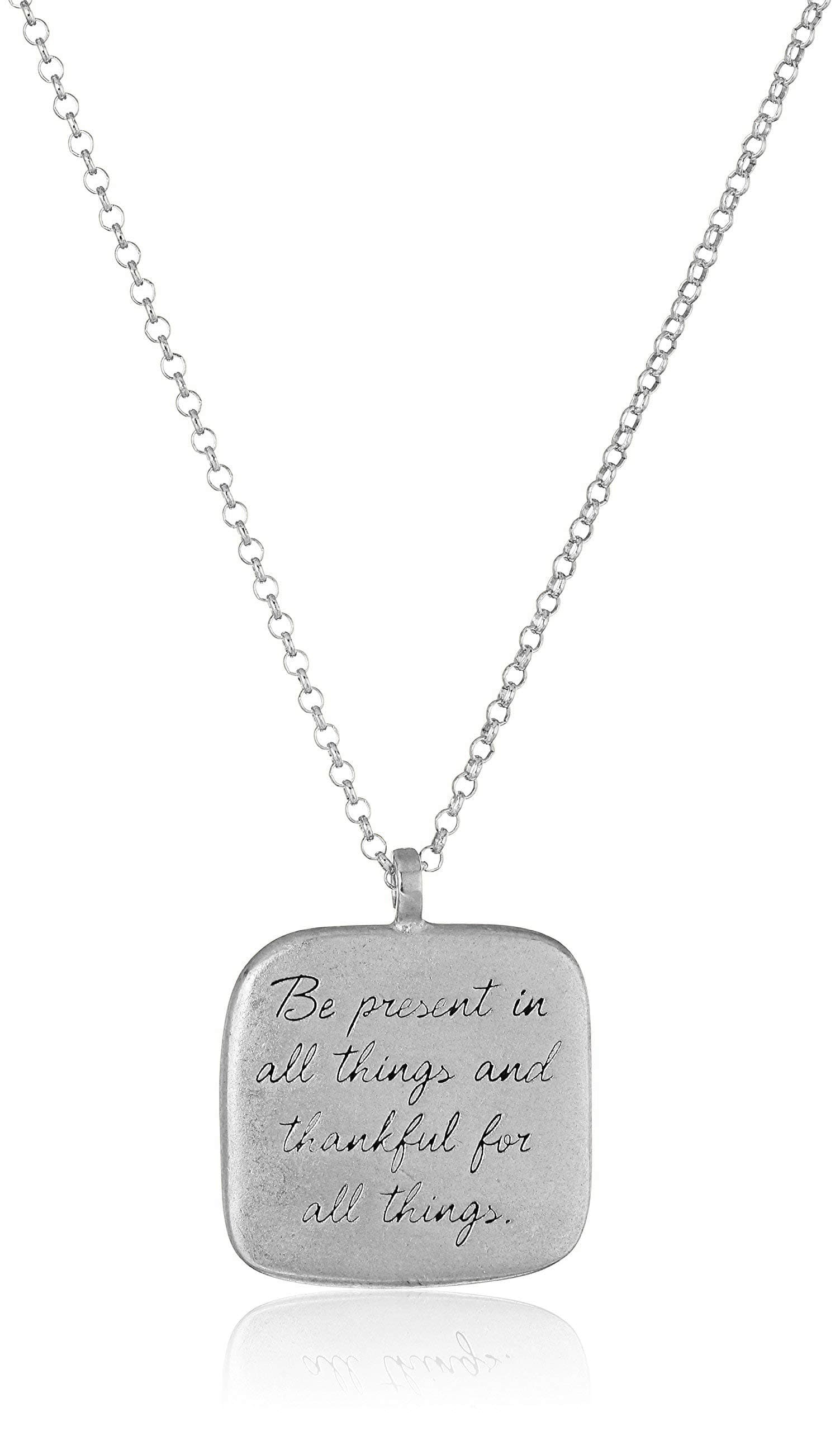 Dogeared "Maya Angelou" Be Present In All Things Quote Square Pendant Necklace