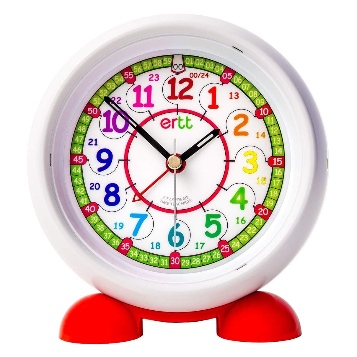 EasyRead Time Teacher Alarm Clock Kids - Telling Time Teaching Clock - Boys & Girls Alarm Clock With Rainbow 24 Hr Face & Night Light - Bedroom Clock - Kids Analog Alarm Clock 2 Step Learning System