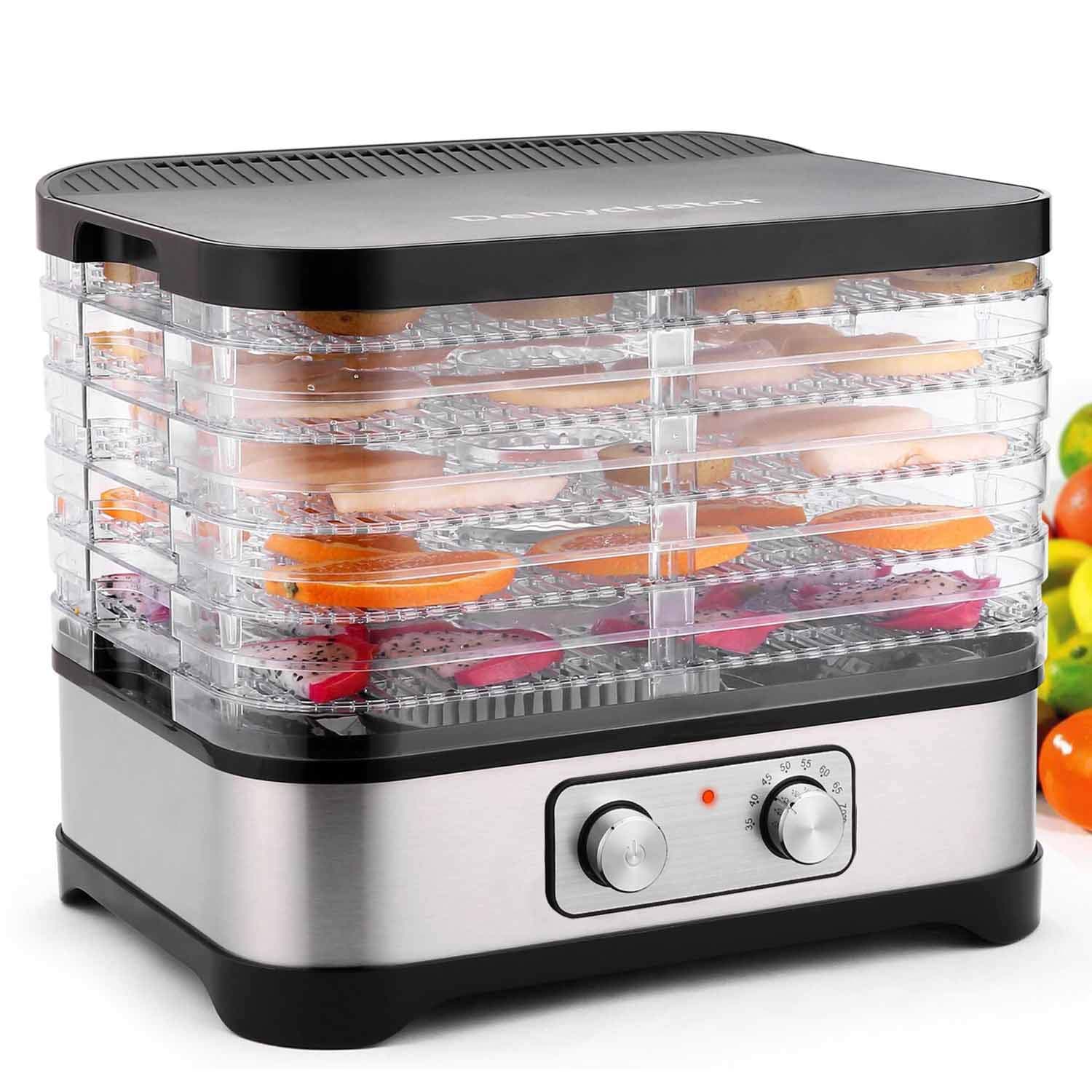 Food Dehydrator with Temperature Controller, Fruit-Meat Dryer, 5 Tray Digital Dehydrator, BPA-Free 250W/Button