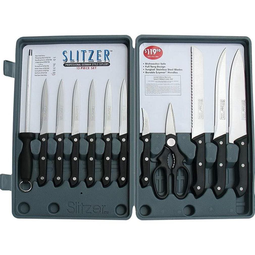 Slitzer Kitchen Utensils Diamond Cut 6 Piece Knife Set, Multisizes, Black
