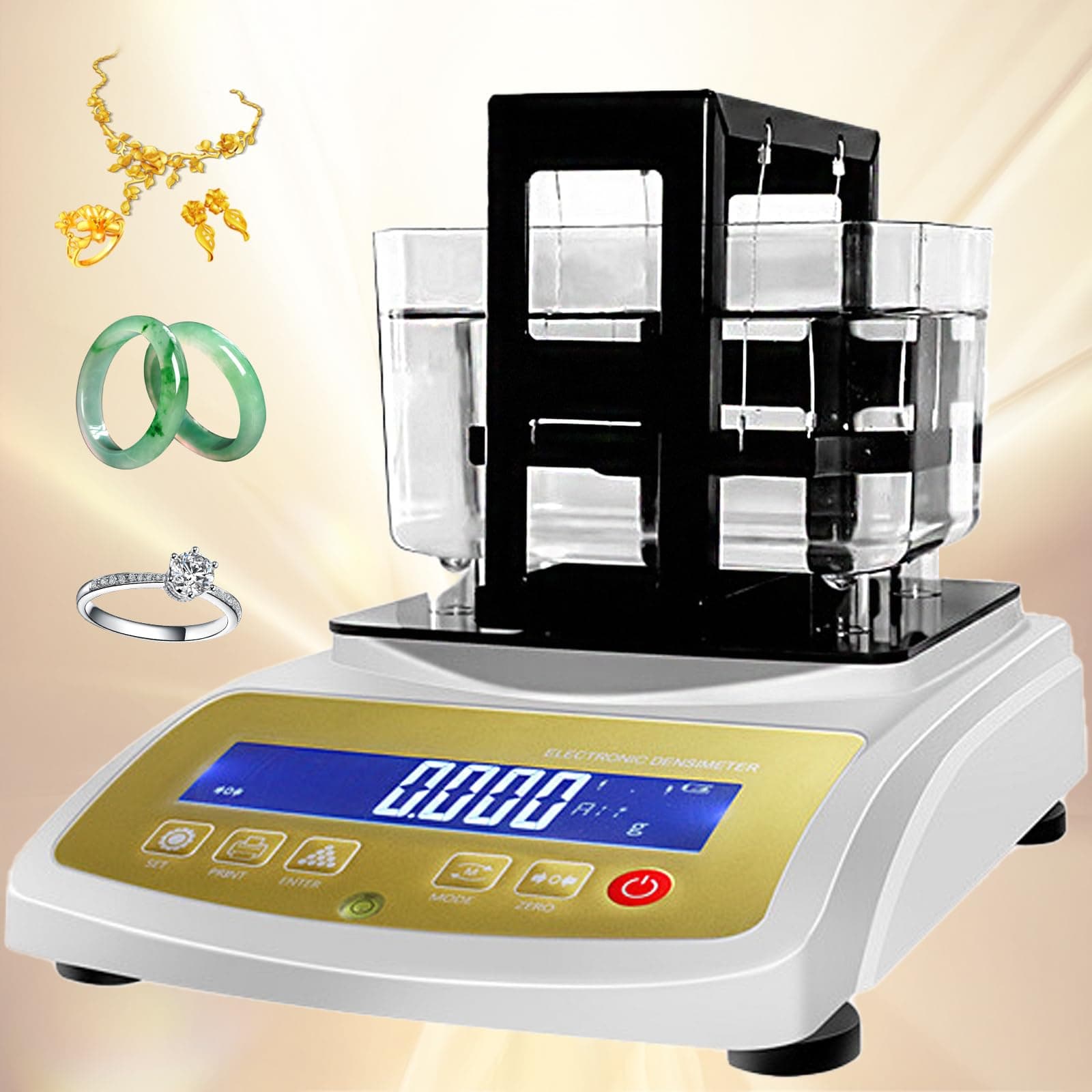 Digital Gold Purity Analyzer Meter ，K Value Tester & Density Meter for Gold Silver，Precious Metal Testing Machine ，Jewelry Tools，Electronic Purity Content Detector (WLD-200K)