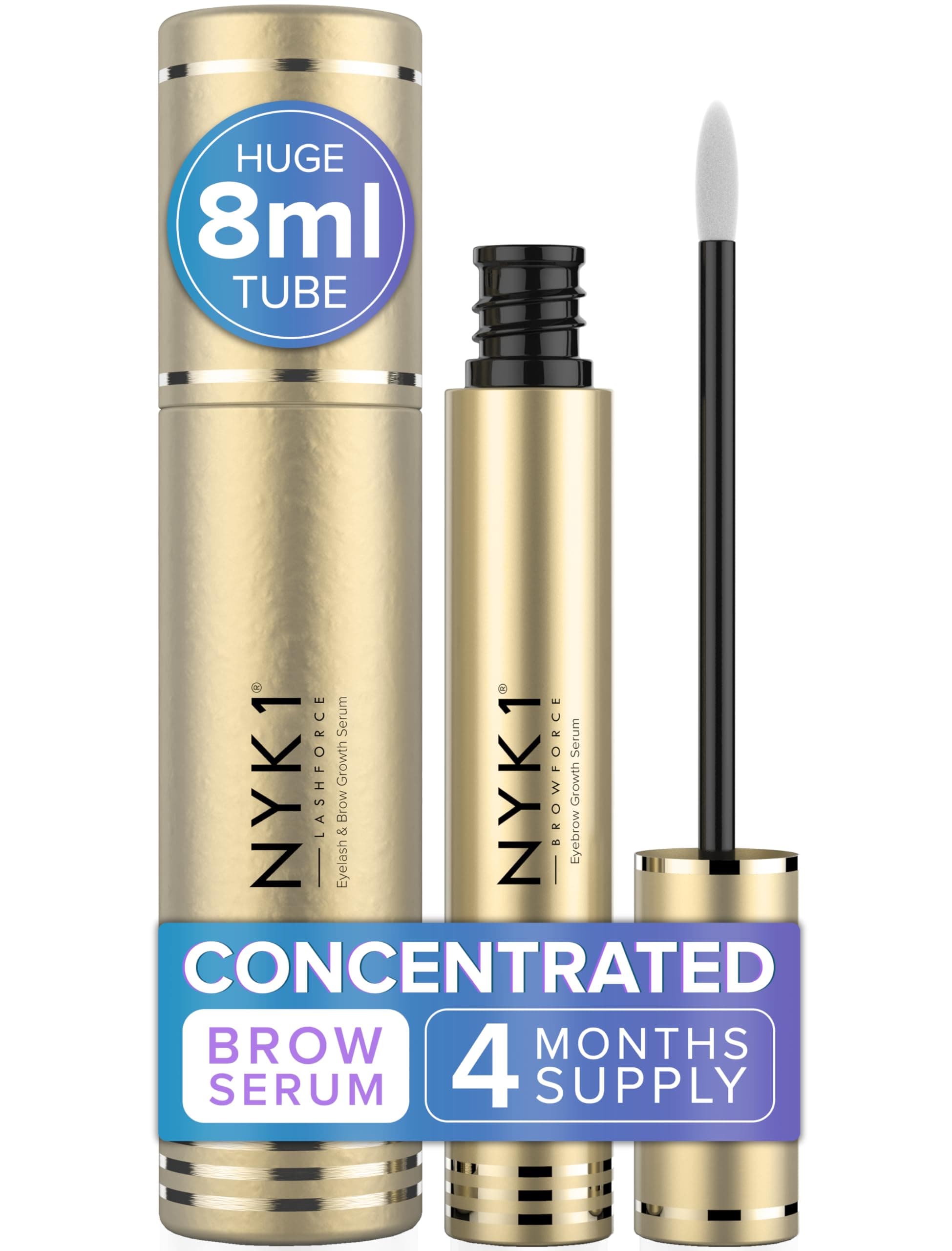 CONCENTRATED Eyebrow Growth Serum For Thicker Brows (XL - 8ml) BrowForce Eyebrow Serum To Grow Fuller Thicker Natural Eye Brows - Advanced Eye Brow Growth Serums Formula For Eyebrows Regrowth