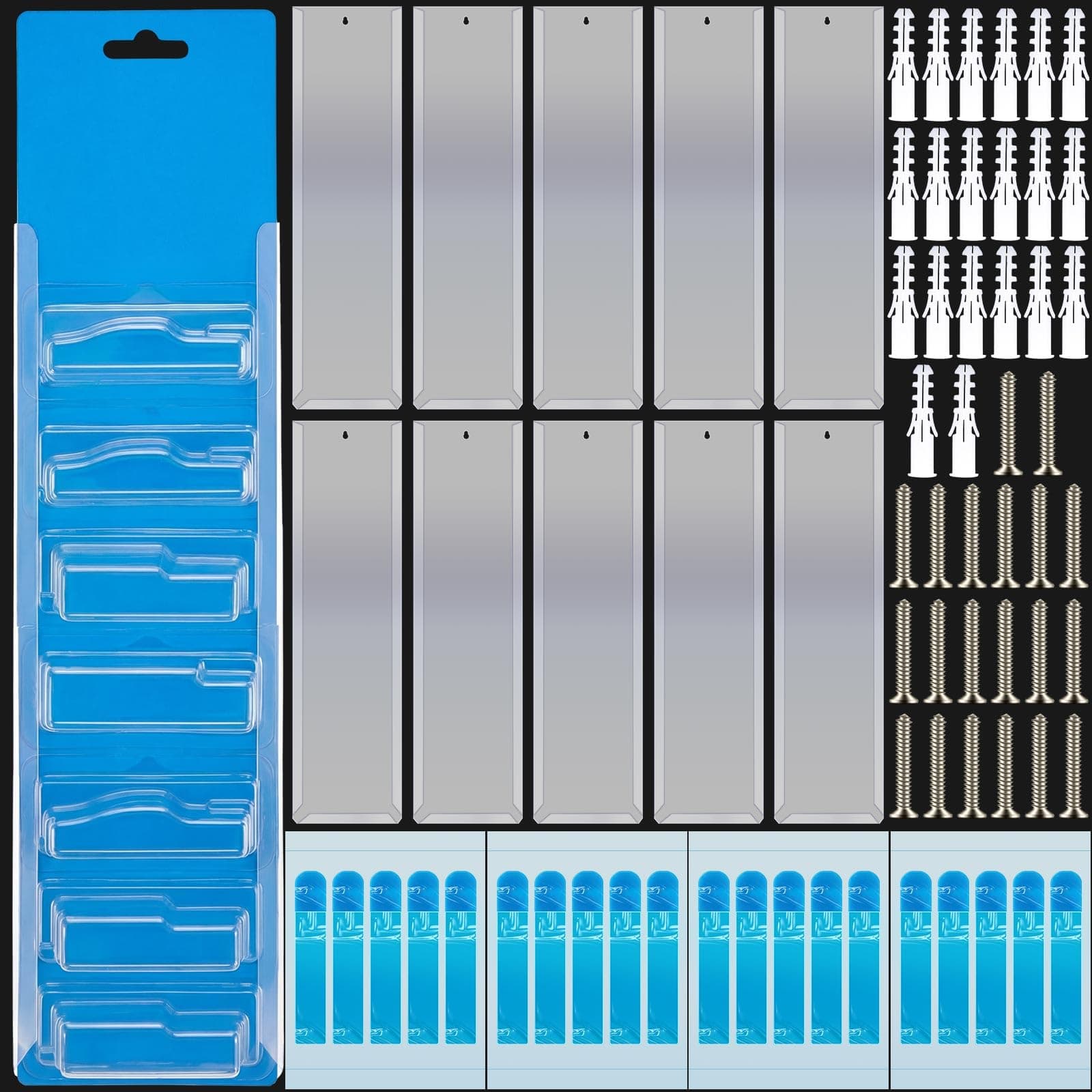 RattanView 10 Pcs Model Car Display Cases Wall Mount Holds Up to 100 Cars Compatible with Hot Wheels Toy Car Organizer Diecast Blister Car Display Shelf for Packaged Small Wheels Storage (16.7 x 4.4)