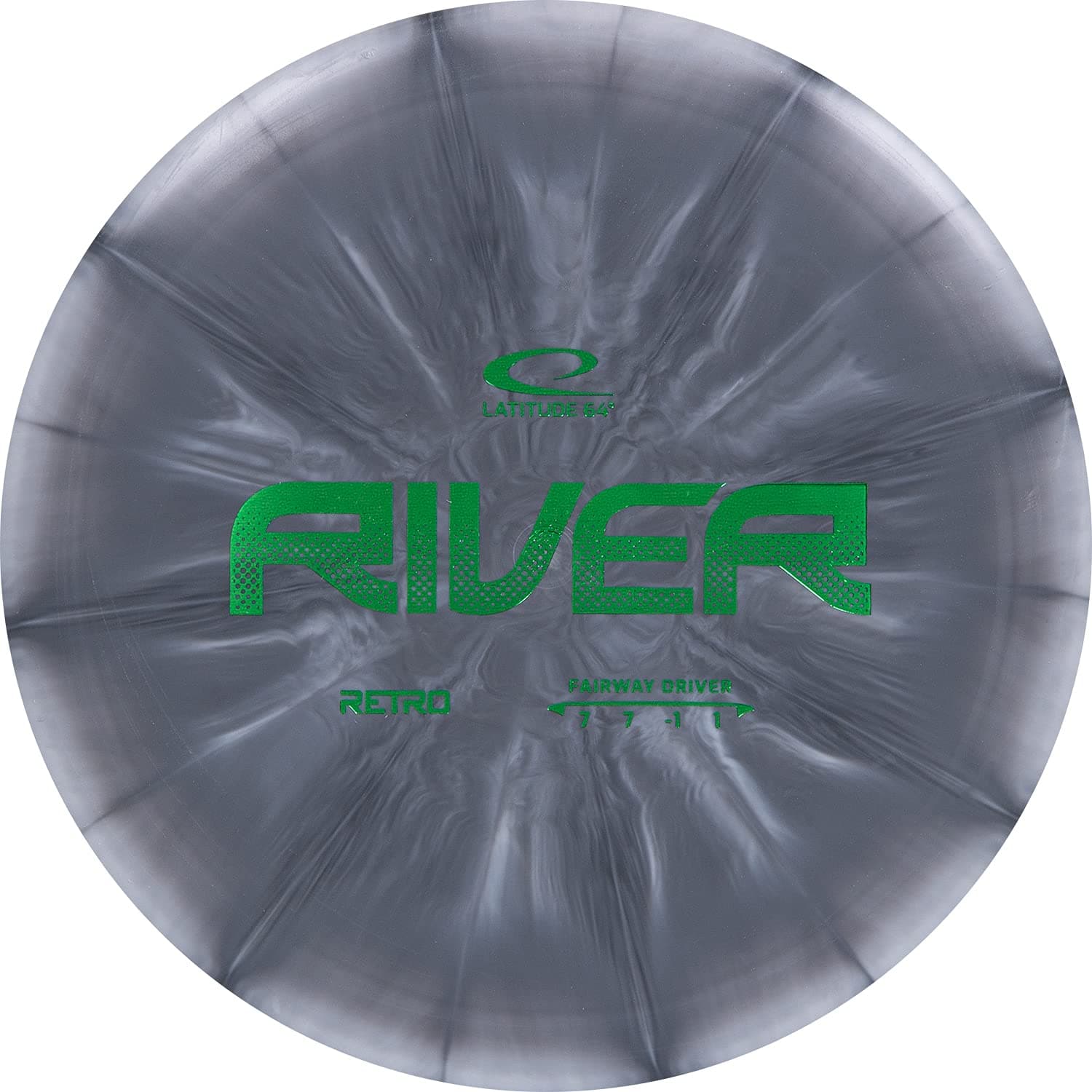 Latitude 64 Retro Burst River | Disc Golf Fairway Driver | Easy-to-Throw Disc Golf Driver for Beginners | Straight Flying | 170g+ Frisbee Disc | Unique Burst Patterns | Gray