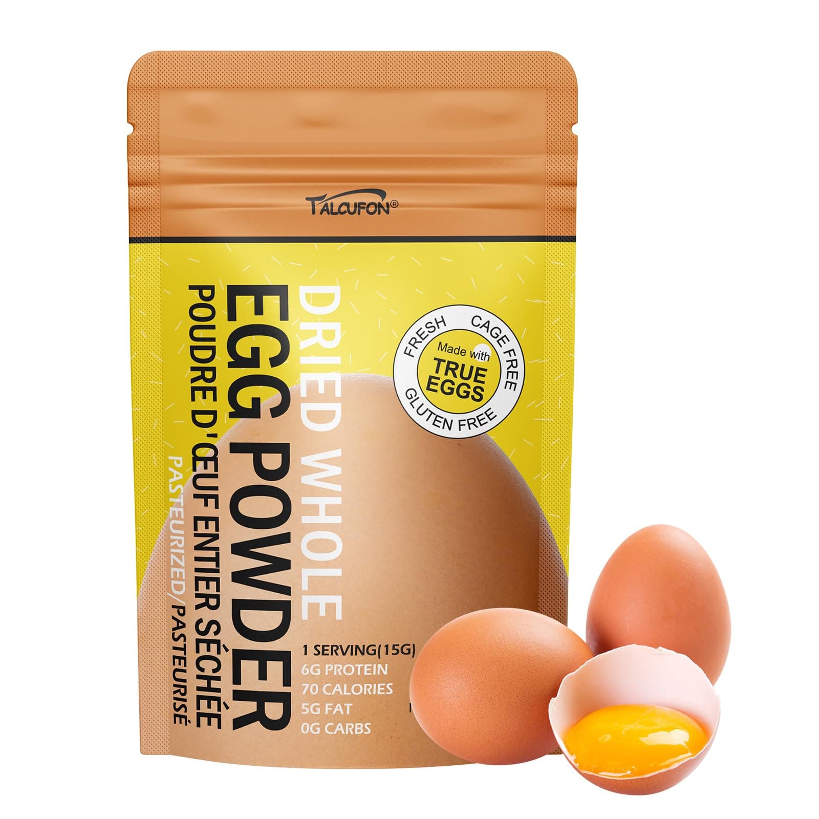 Whole Egg Powder 8Oz, Just Egg Ingredient, No Additives, Homogenized, Pasteurized, Gluten-Free Great for Baking and Cooking 227G