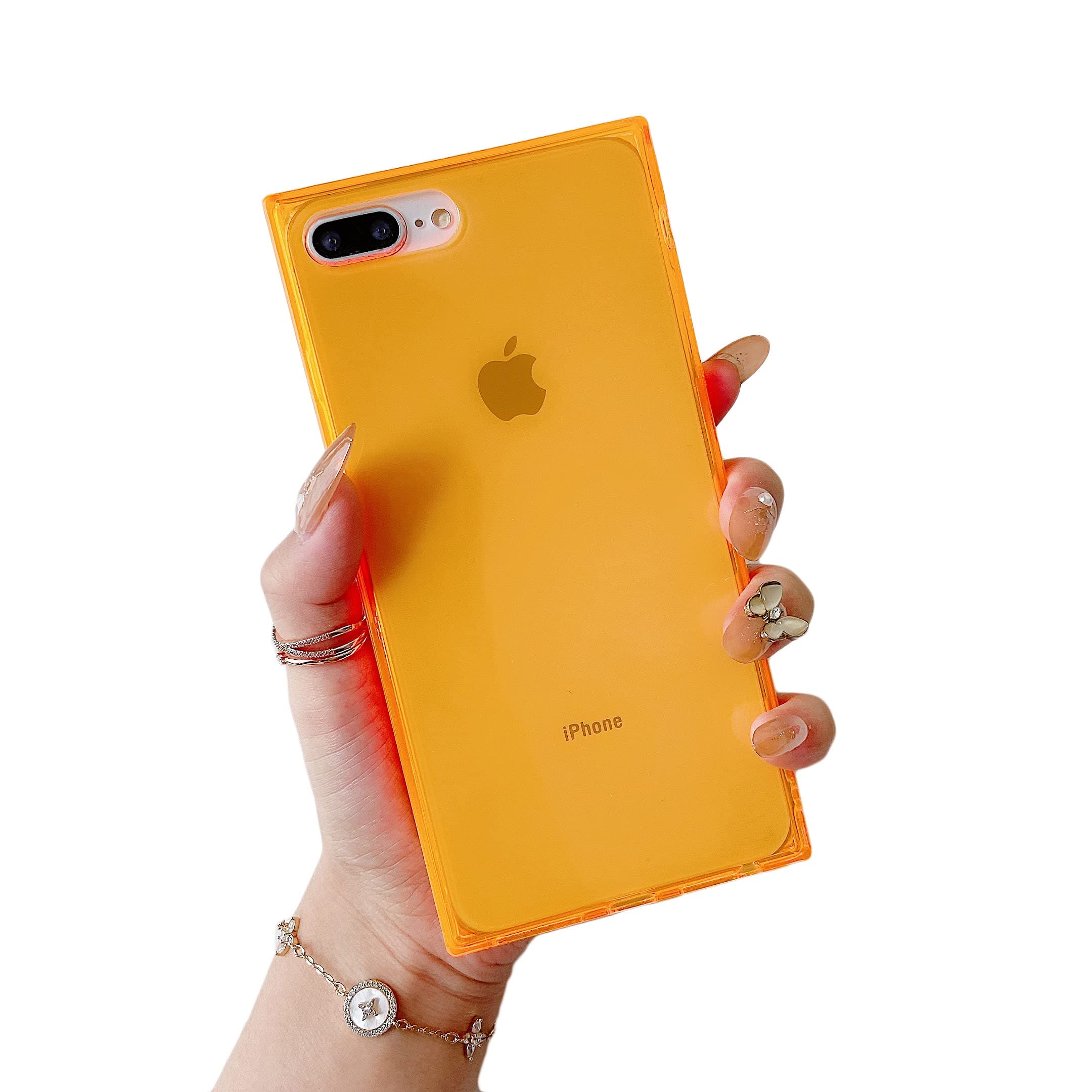 Cocomii Square iPhone 6S Plus/6 Plus Case - Square Clear - Slim - Lightweight - Glossy - Transparent HD Clear - Luxury Aesthetic Cover Compatible with Apple iPhone 6S Plus/6 Plus (Neon Orange)