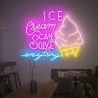 25" Ice Cream LED Neon Sign - Vibrant Retro Lighting for Home, Bar, Restaurant, Coffee Shop Wall Decor - Perfect for Christmas, Birthdays, Weddings & Parties Custom Dimmable Light Signs