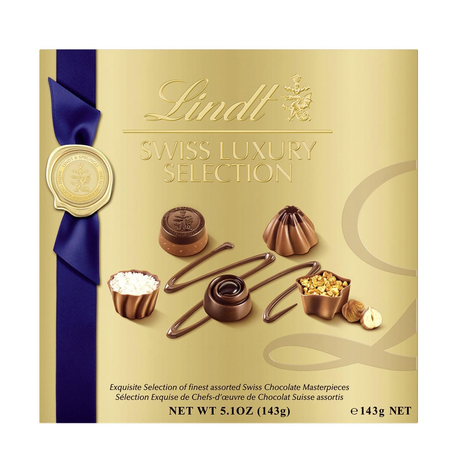 Lindt Swiss Luxury Selection Assorted Chocolates, Chocolate Gift Box, Great for gift giving, 5.1 oz Gift Box