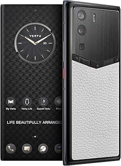 METAVERTU Web 3.0 Calfskin 5G Phone, Unlocked Android Smartphone, Secure Encrypted, Double Systems, 64MP Camera, 144Hz AMOLED Curved Display, Dual SIM, Fast Charge (Full Leather, White, 18G+1T)