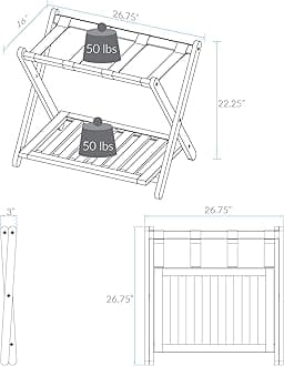 Casual Home Luggage Rack with Shelf, Natural