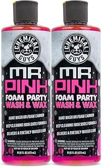 Chemical GuysCWS2211602 Mr. Pink Foam Party Wash & Wax (Works with Foam Cannons, Foam Guns or Bucket Washes) Safe for Cars, Trucks, SUVS, Motorcycles, RVs & More, (2-16 fl oz) Tangerine Scent