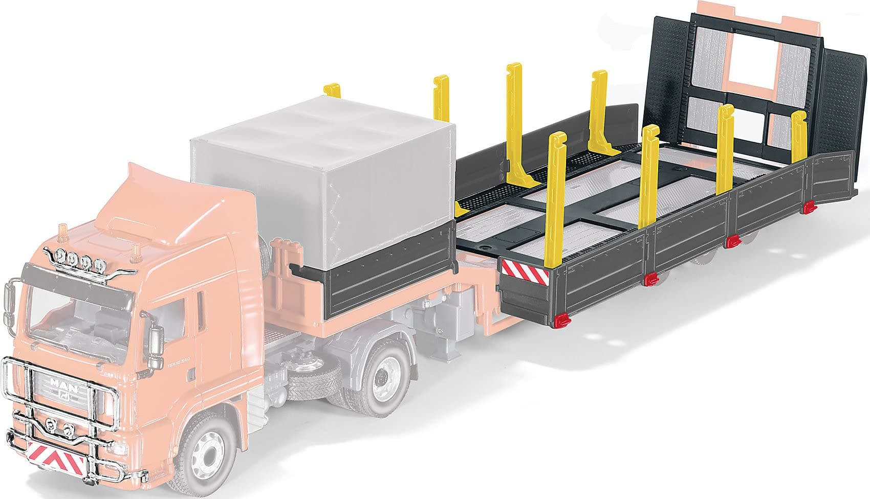 6714, Platform Accessories Set for SIKU Control Low Loader, 1:32, Plastic, Black, Includes poles, platform and tarpaulin, For SIKU Control Set: MAN tractor with Low Loader