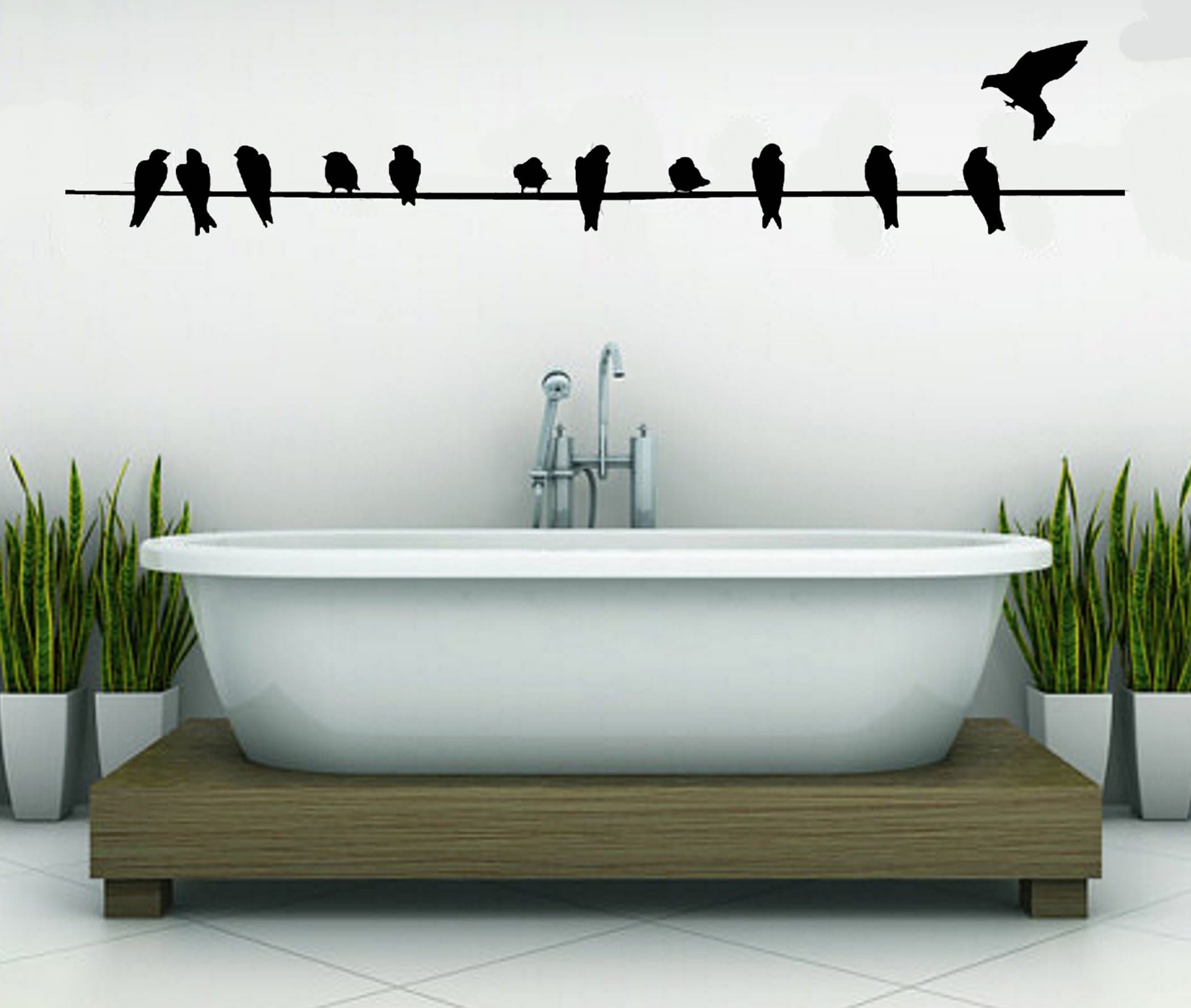 Birds On A Wire-Home Decor-Wall Sticker Decal-Wall Art-Wall Decor-38 INCHES-Twelve Birds-Wall Sayings-Famous Quotes