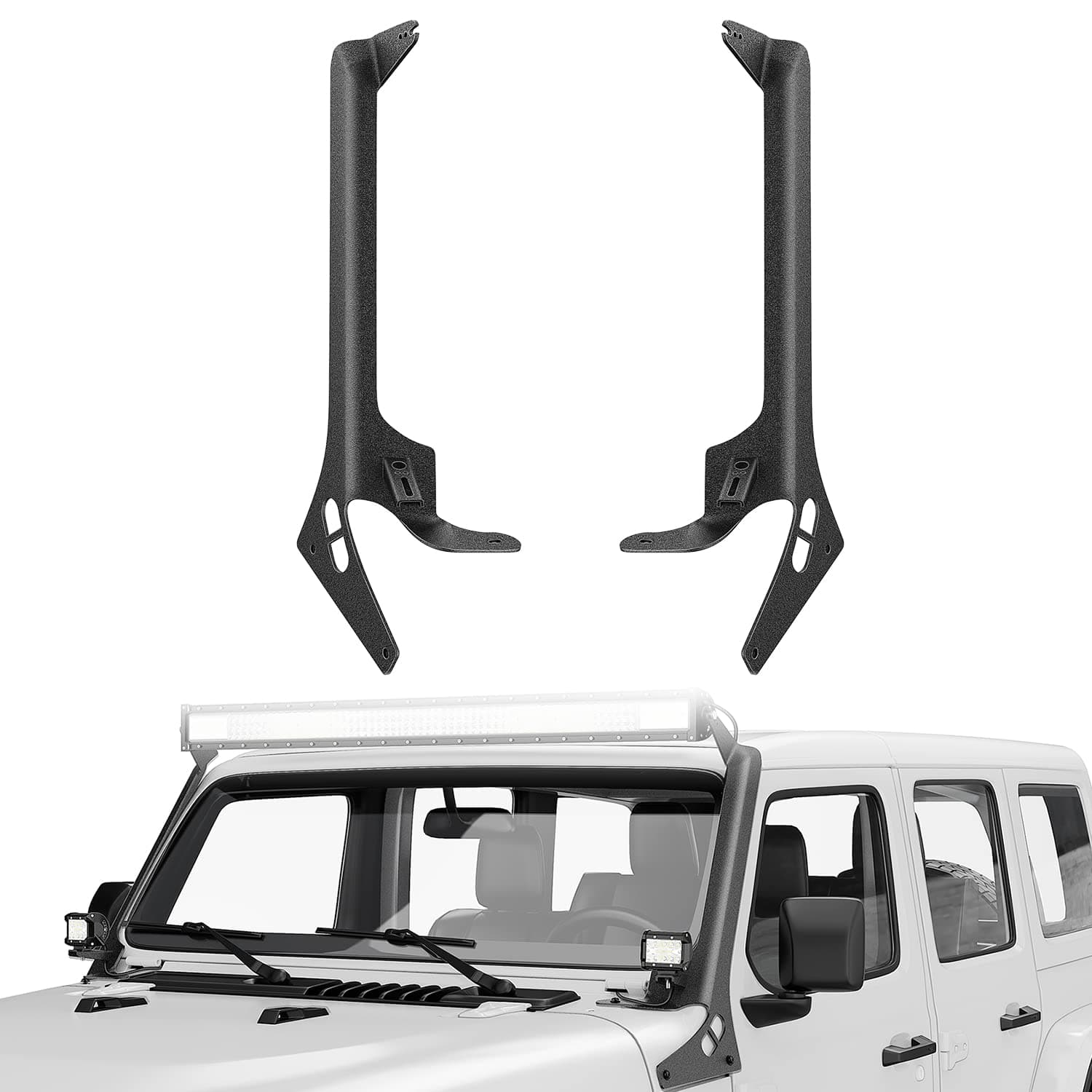 Nilight Windshield Frame A-Pillar Mounting Bracket for 52 Inch Straight Light Bar and Light Pods Compatible with 2018 2019 2020 2021 2022 2023 2024 2025 2026 Wrangler JL JLU/Gladiator JT Black
