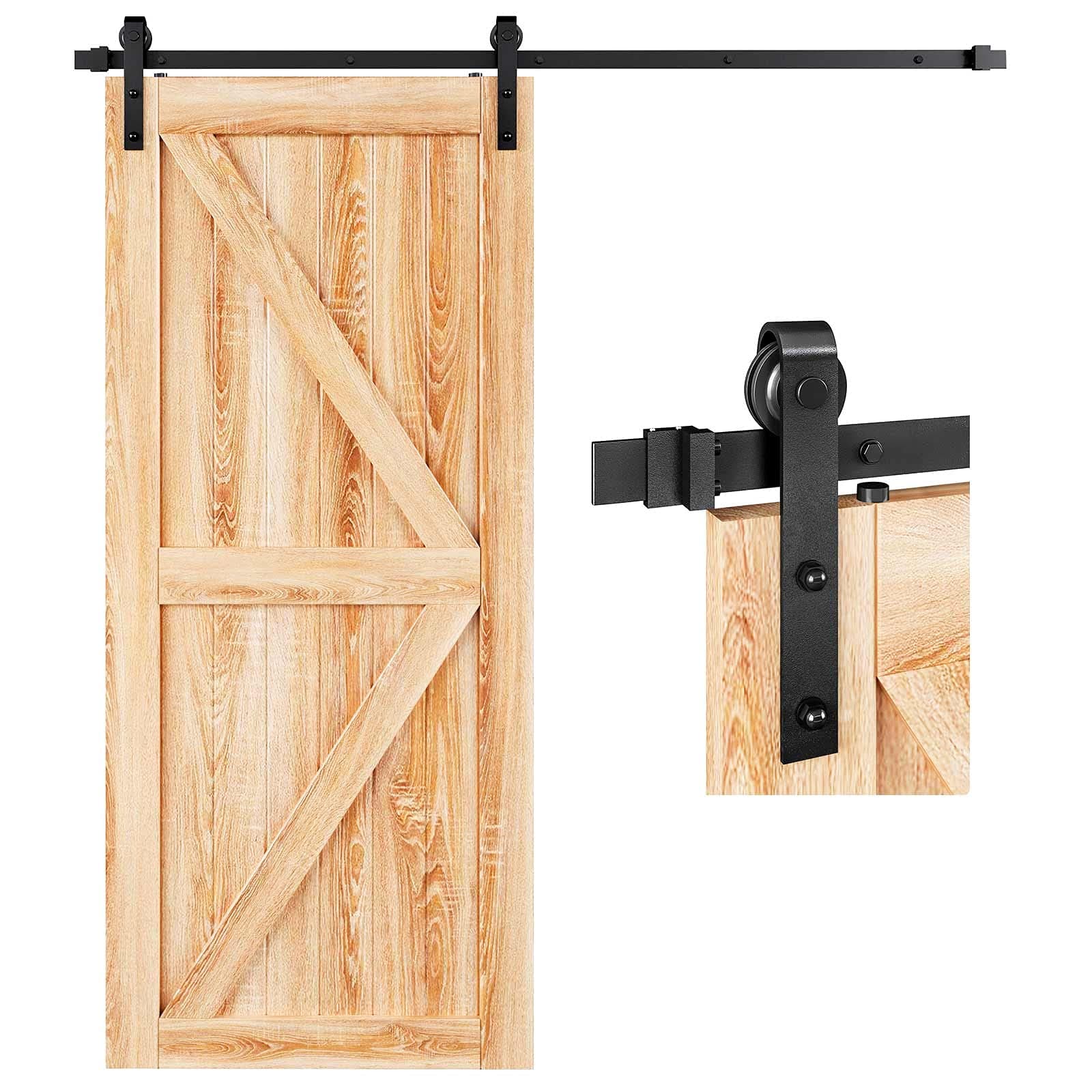 6.6 FT Sliding Barn Door Hardware Track Kit,Basic J Pulley,Slide Smoothly Quietly,Easy Install (6.6FT Track Kit for 36"~40" Wide Single Door)