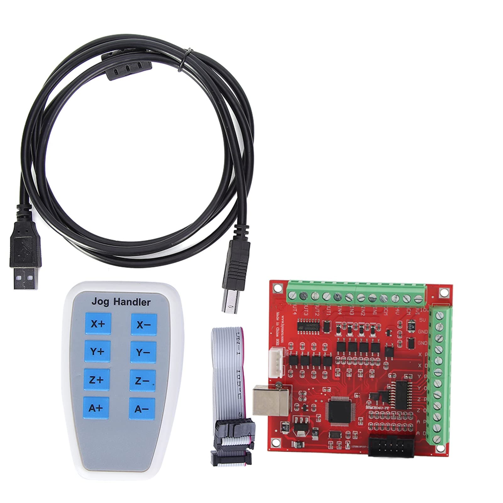 USB CNC Controller Card 4 Axis Motion Control Board 100KHz DC 24V with Jog Handler LED Display for CNC Machines