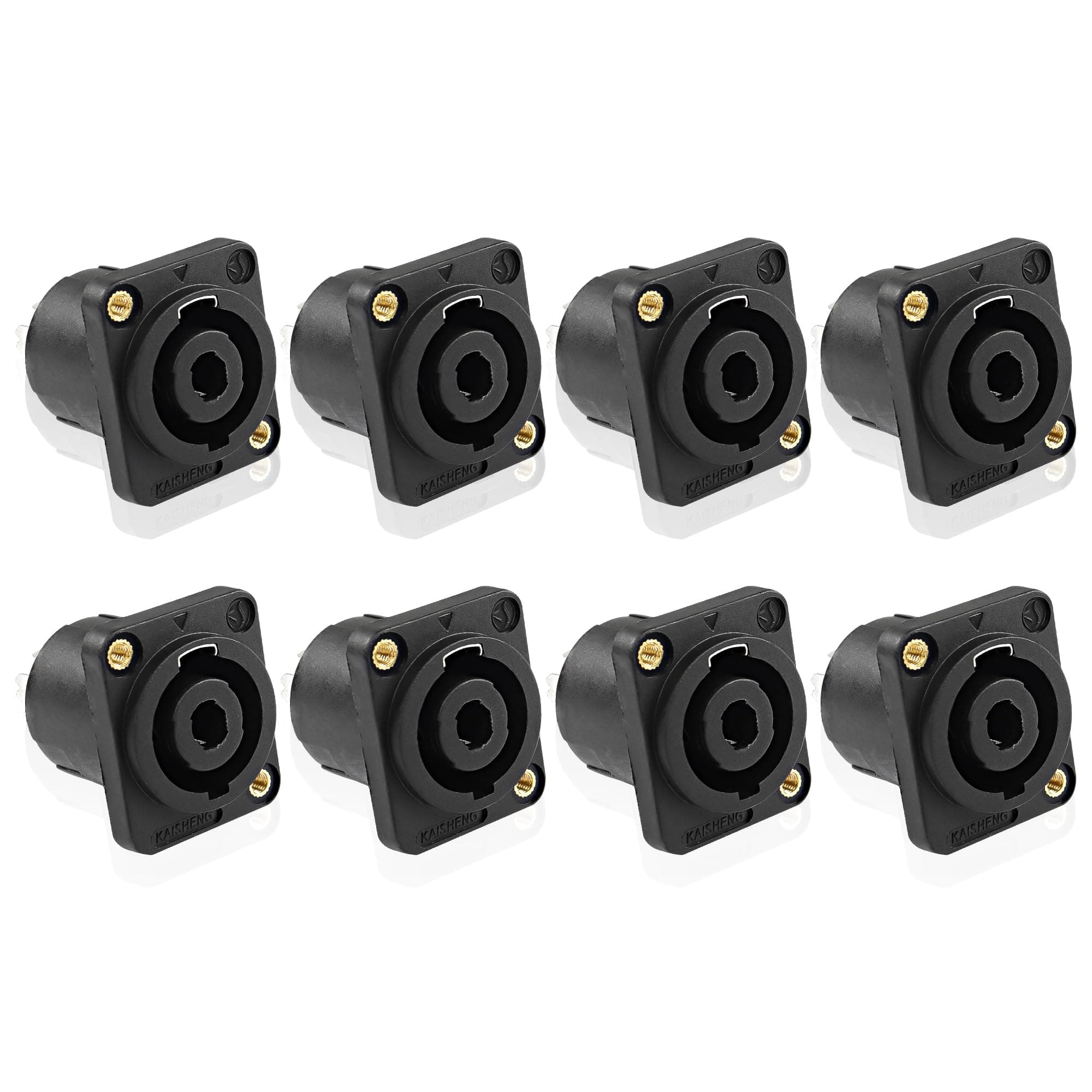 4 Pole Speakon Panel Mount Socket Connector,4 Pin Audio Speakon Female Round Jack Twist Lock Adapter for NL4MP, NL4MPR, NL4FC, NL4FX, NLT4X (8PCS)