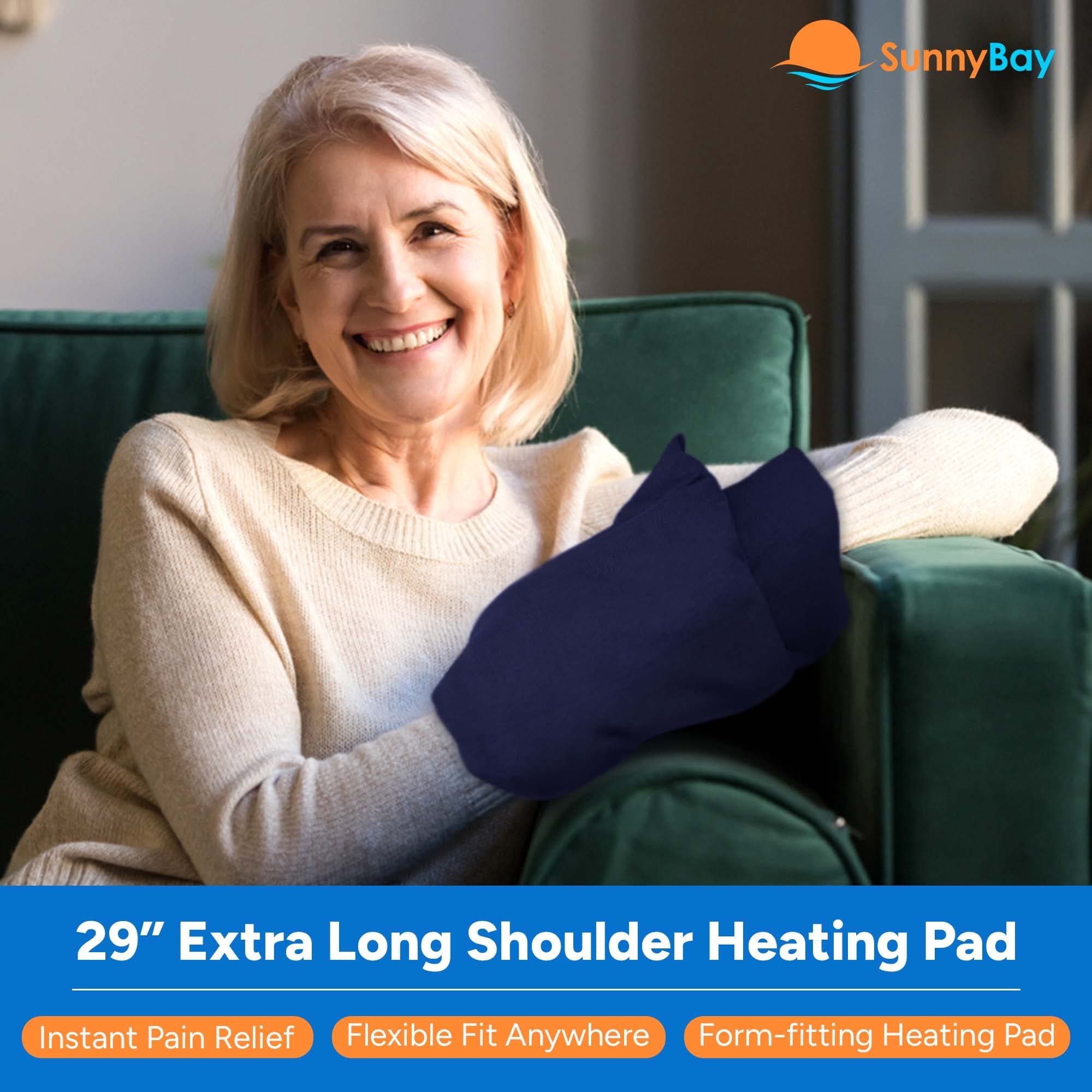 SunnyBay Unscented Shoulder Heating Wrap - Moist Hot Cold Pack - Bean Bag Warmer (Unscented, Navy Blue)