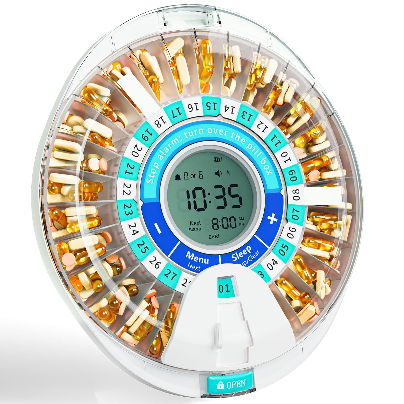 Windtrace Automatic Pill Dispenser for Elderly, Electronic Monthly Pill Organizer with Alarm & Light, 28 Day Smart Lock Medication Dispenser, Timed Pill Dispenser Machine for Prescriptions & Vitamins