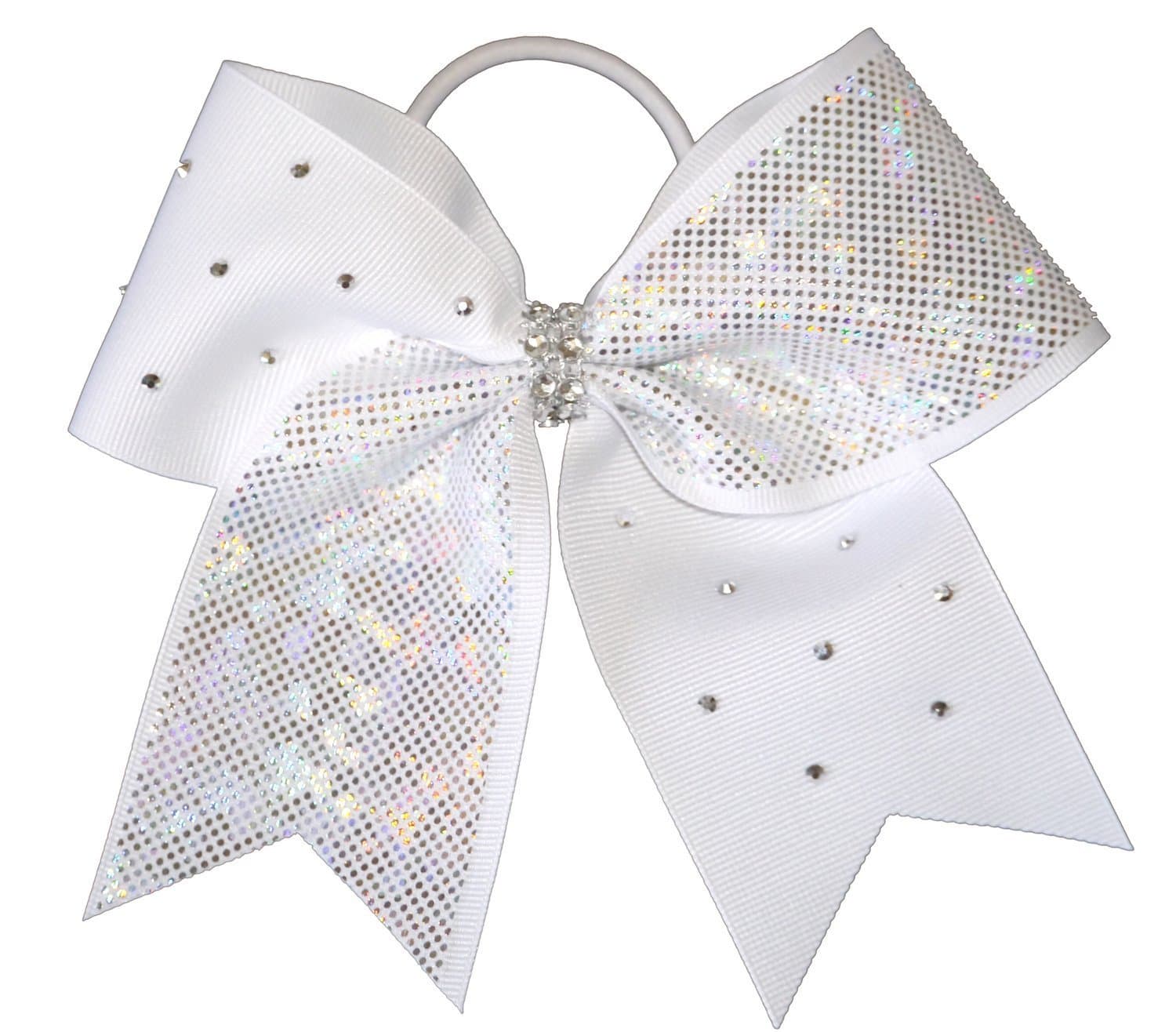 GymStar White Sparkle Rhinestone Cheer Bow