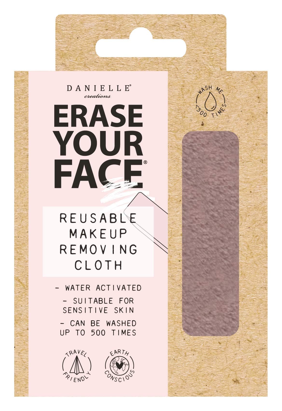 Danielle Creations Erase Your Face Eco Friendly Reusable Make Up Remover Cloth in Rose Pink