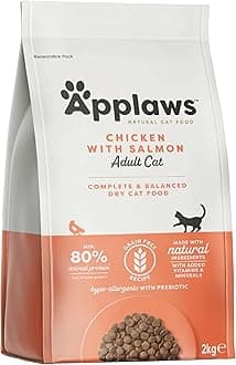 Complete and Grain Free Dry Adult Cat Food 2kg, Chicken with Salmon High Protein Cat Kibble (Pack of 1)