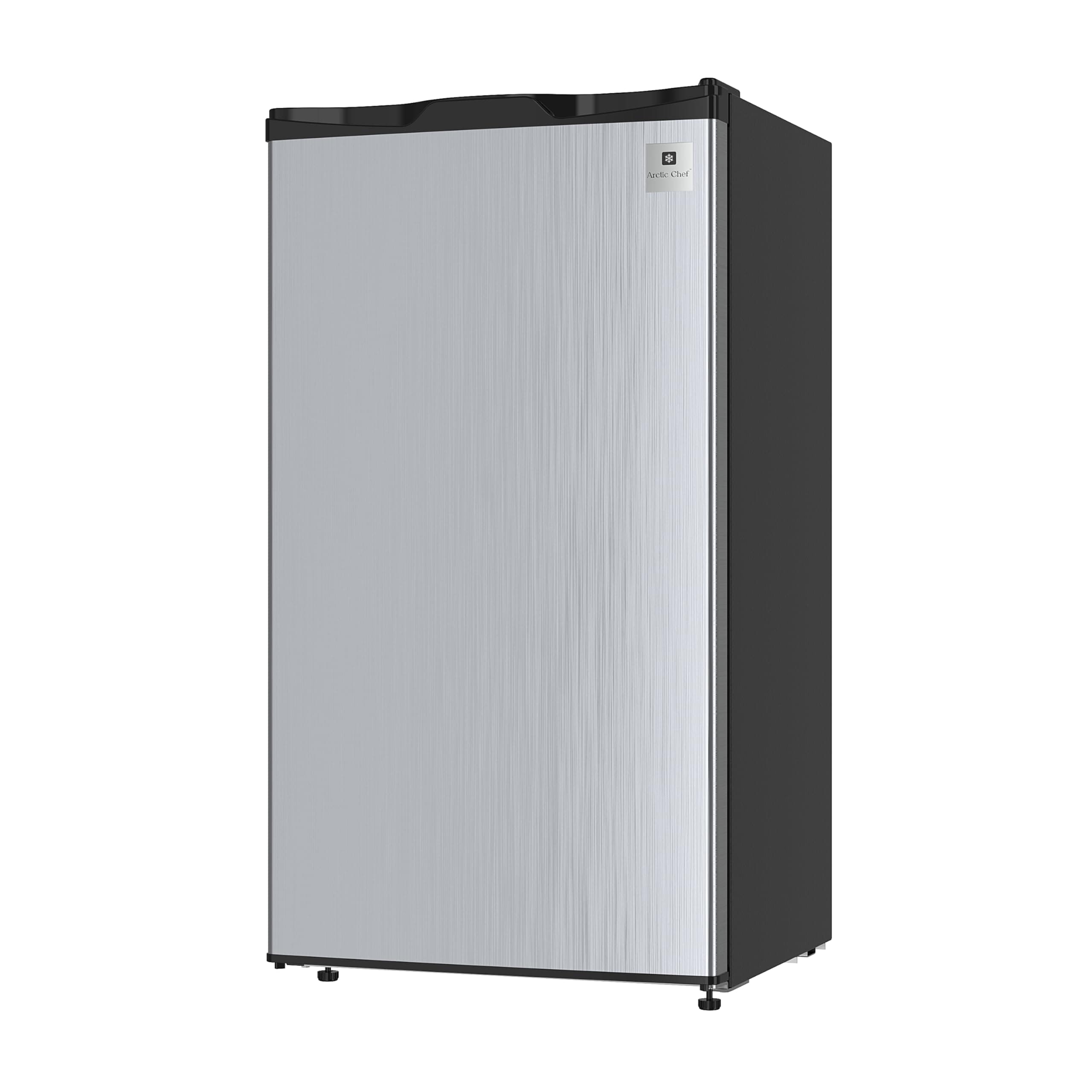 ARCTIC CHEF Mini Refrigerator, Compact Freezer Compartment, Adjustable Thermostat Control, Reversible Door, Ideal Fridge for Dorm, Office, Apartment, Platinum Stainless, 3.2 Cubic Feet