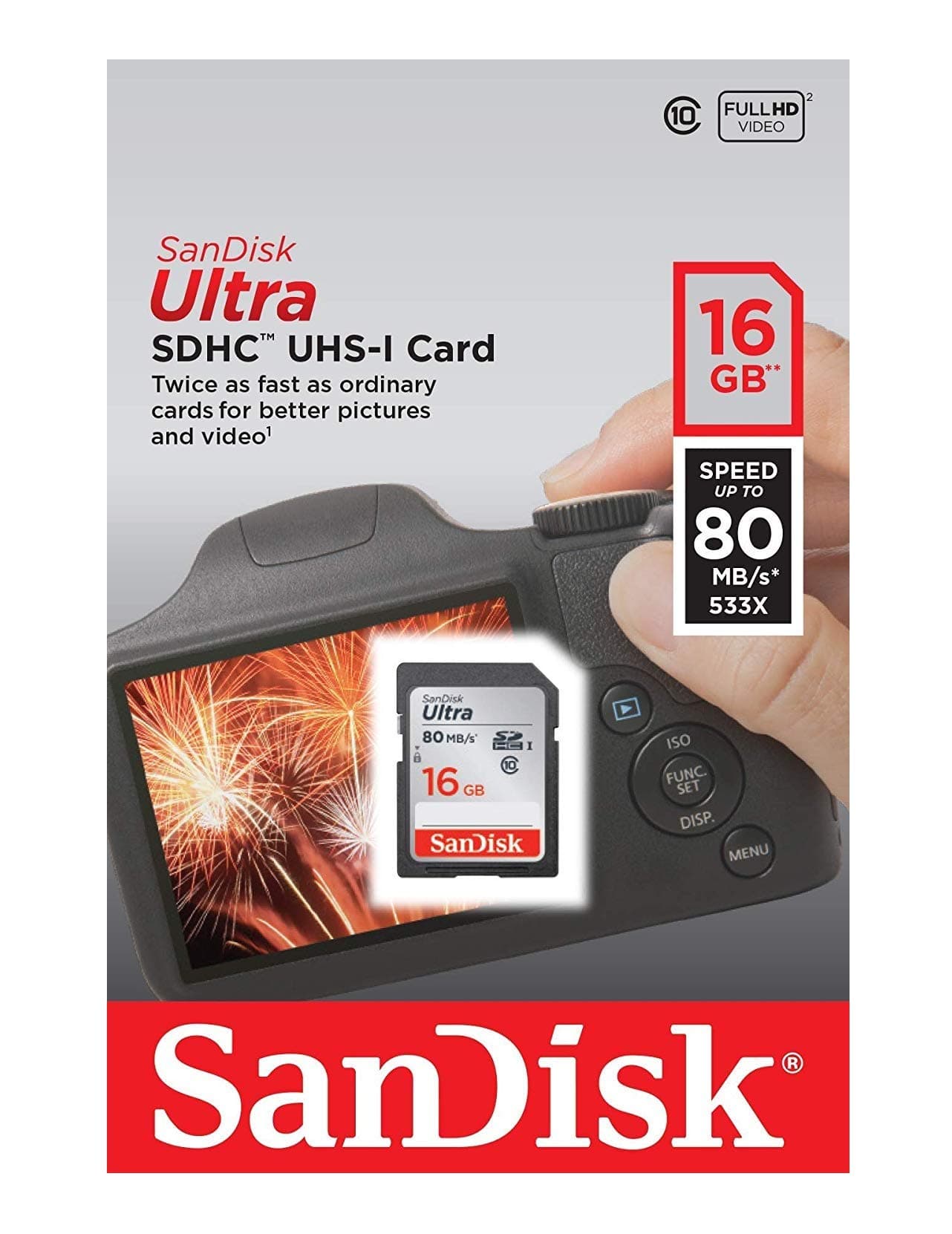 Ultra SDHC Memory Card Up to 80 MB/s, Class 10, 16 GB, Black/Grey