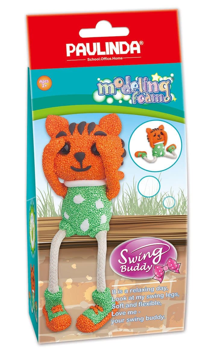 Paulinda Plastic Modeling Foam Swing Buddy Cat, Multi Color