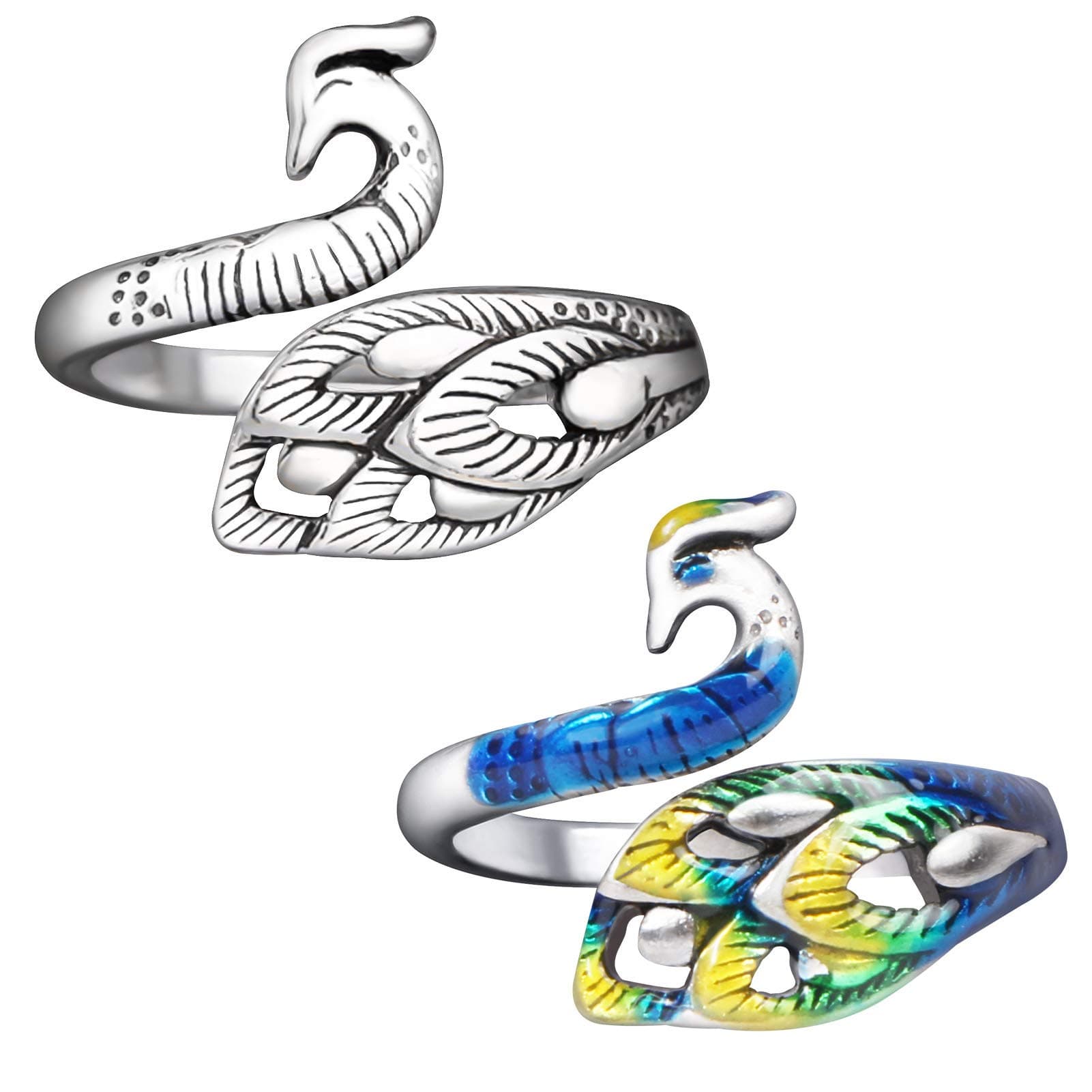 MIKIMIQI2 Pack Adjustable Knitting Loop Crochet Loop Yarn Guide Finger Holder Ring Knitting Accessories Peacock Open Finger Ring Adjustable Braided Ring for Faster Knitting, 2 Styles