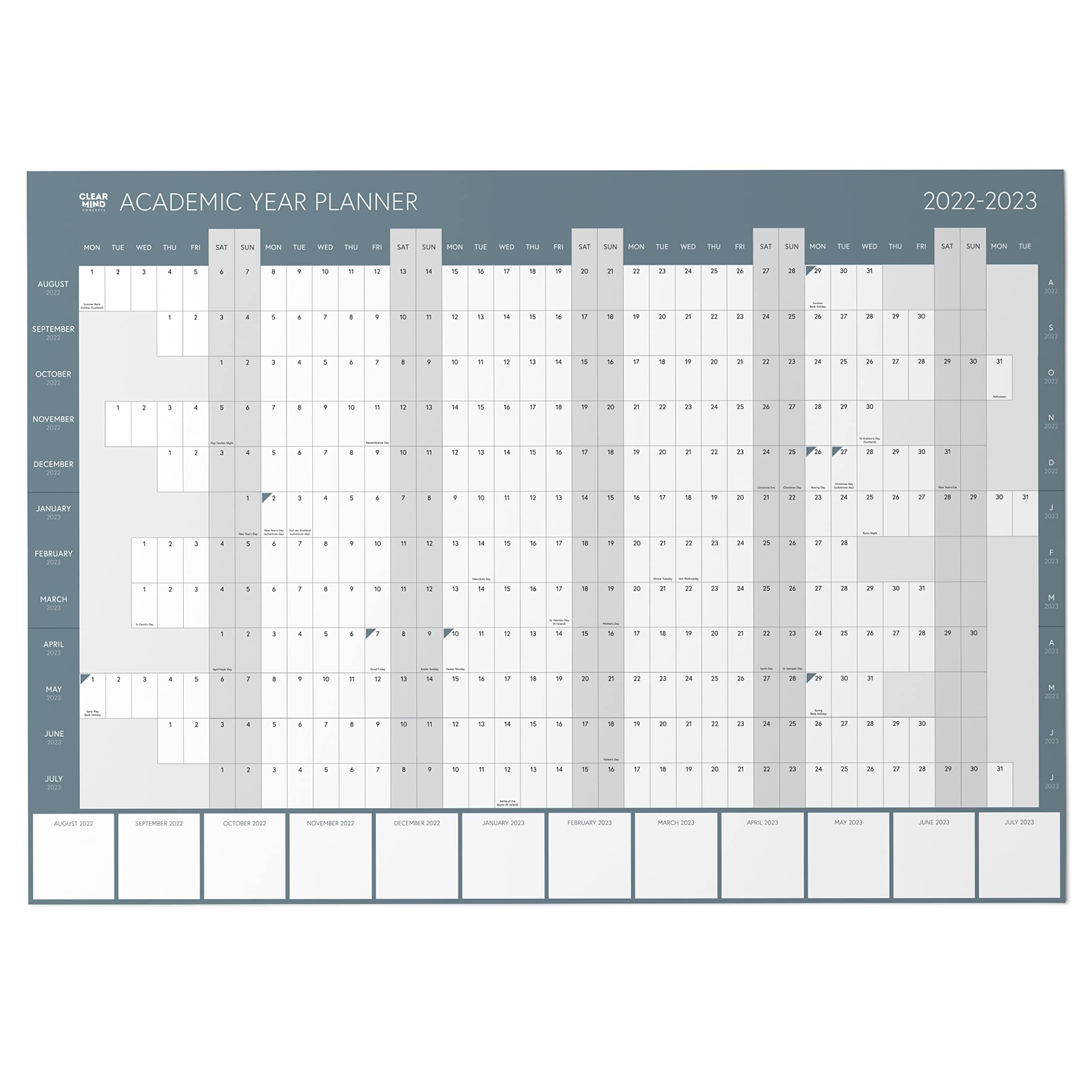 Clear Mind Concepts Academic Wall Planner 2023-2024 by - A1 Wall Planner Folded (59.4 x 84.1cm) for Students, Teachers, and Professionals with Monthly Planning