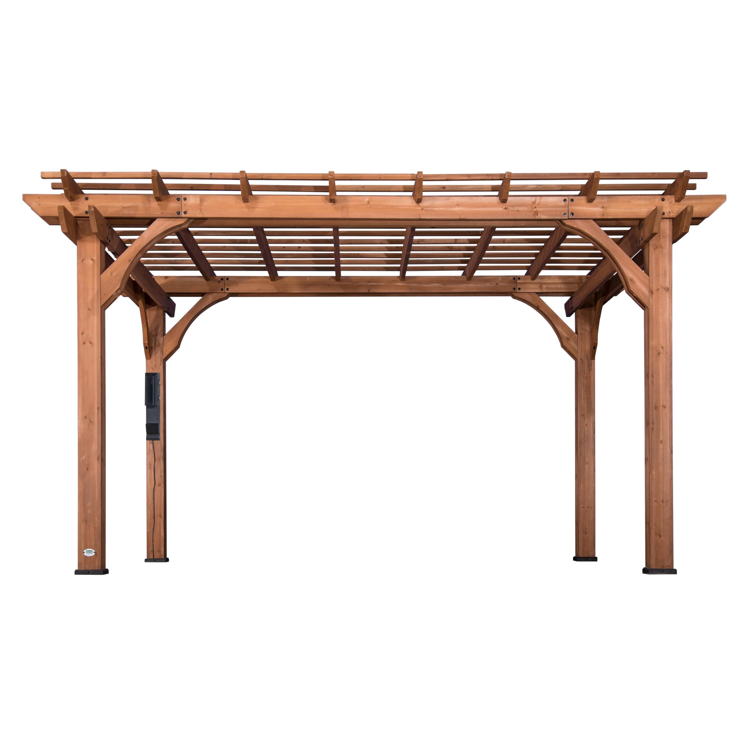 Backyard Discovery 14x10ft All Cedar Pergola Durable Quality Support Construction Snow and Wind Resistant Rot Resistant Backyard Deck Garden Patio Outdoor Entertainment