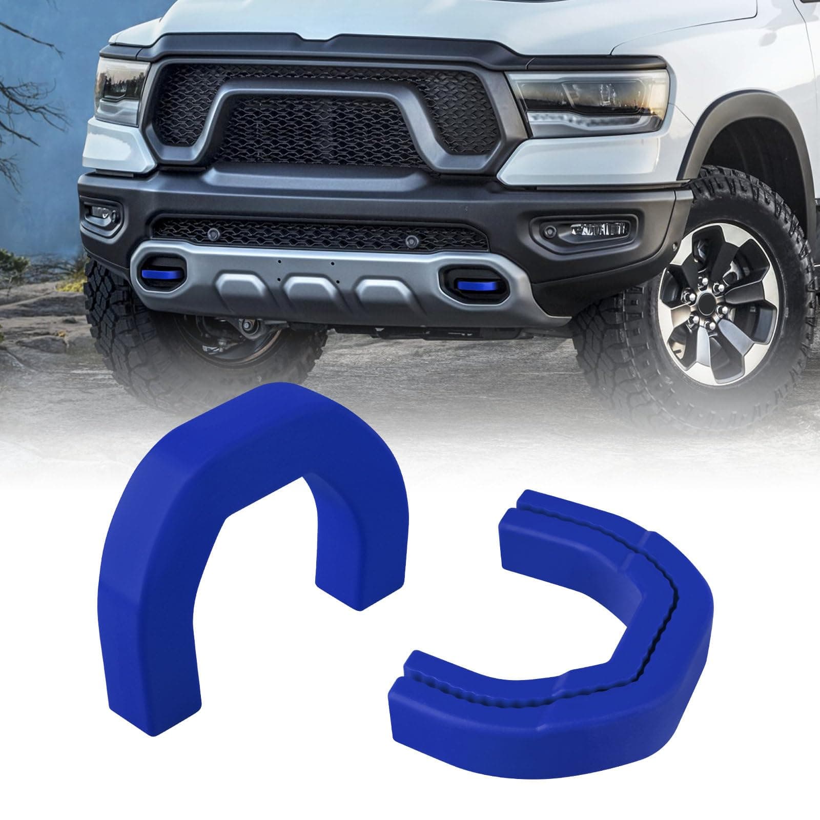 Front Tow Hooks Covers Hitch Cover customized Car Tow Hooks Compatible with RAM 1500 Accessories 2019-2026|Blue (Not Fit for RAM 1500 Classic,Warlock,RAM 2500,RAM 3500)